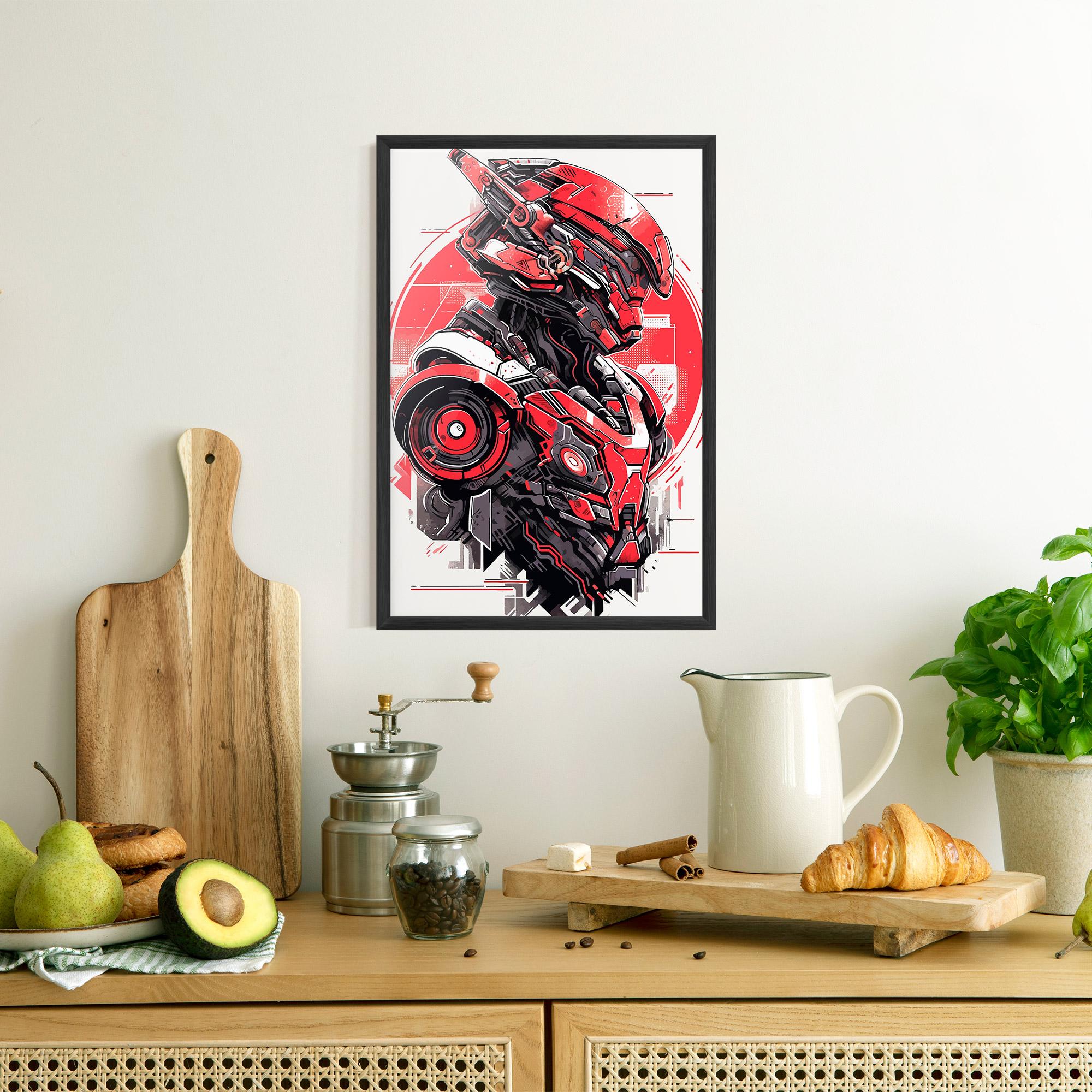 Gerahmte Poster Grey Red Robot mockup 8