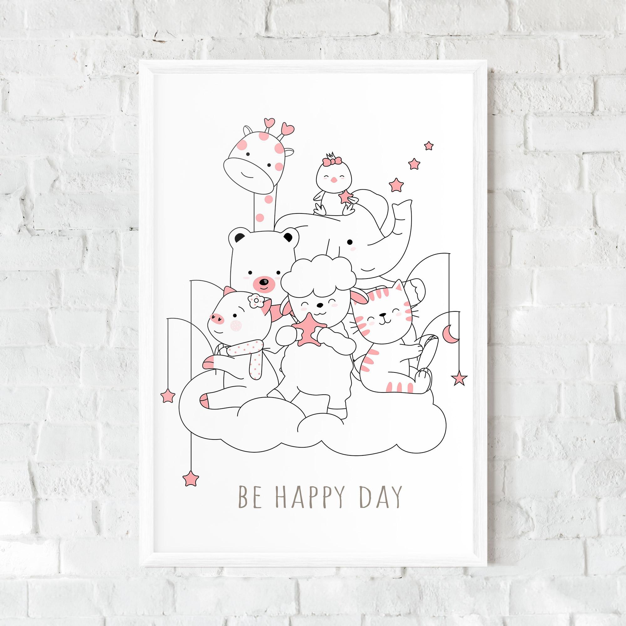 Gerahmte Poster Be Happy Day mockup 0