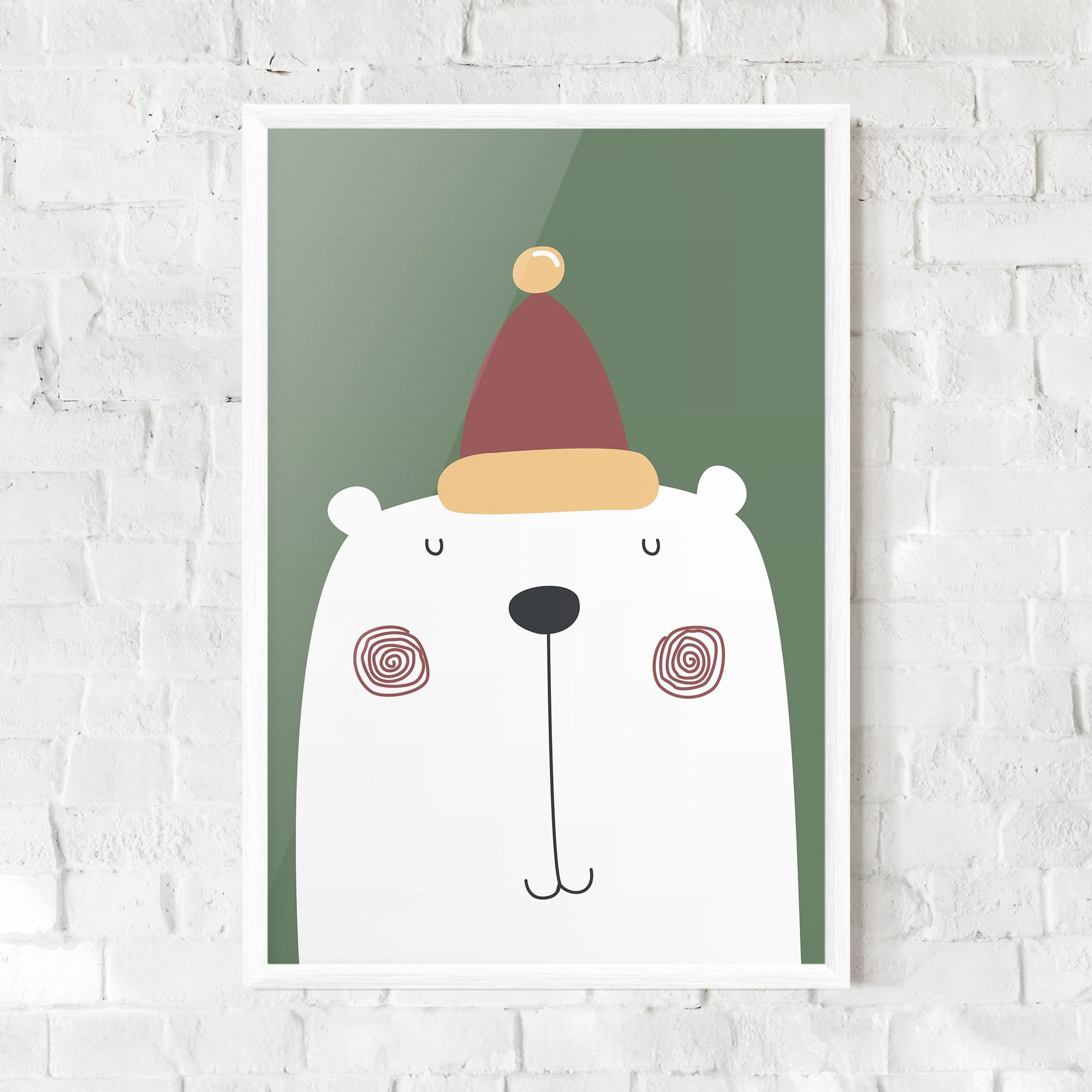 Gerahmte Poster Cute Icebear Drawing mockup 0