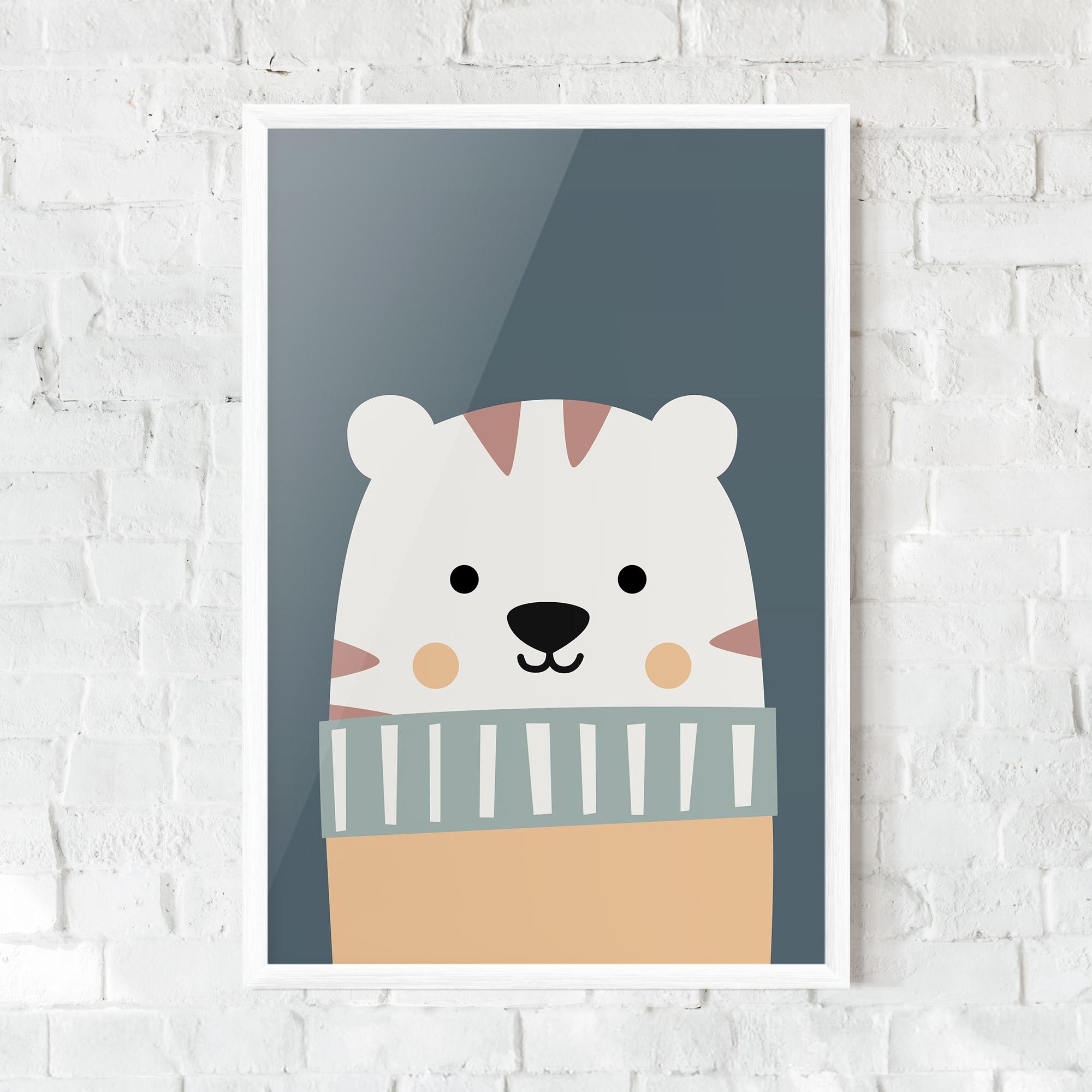 Gerahmte Poster Cute White Tiger mockup 0