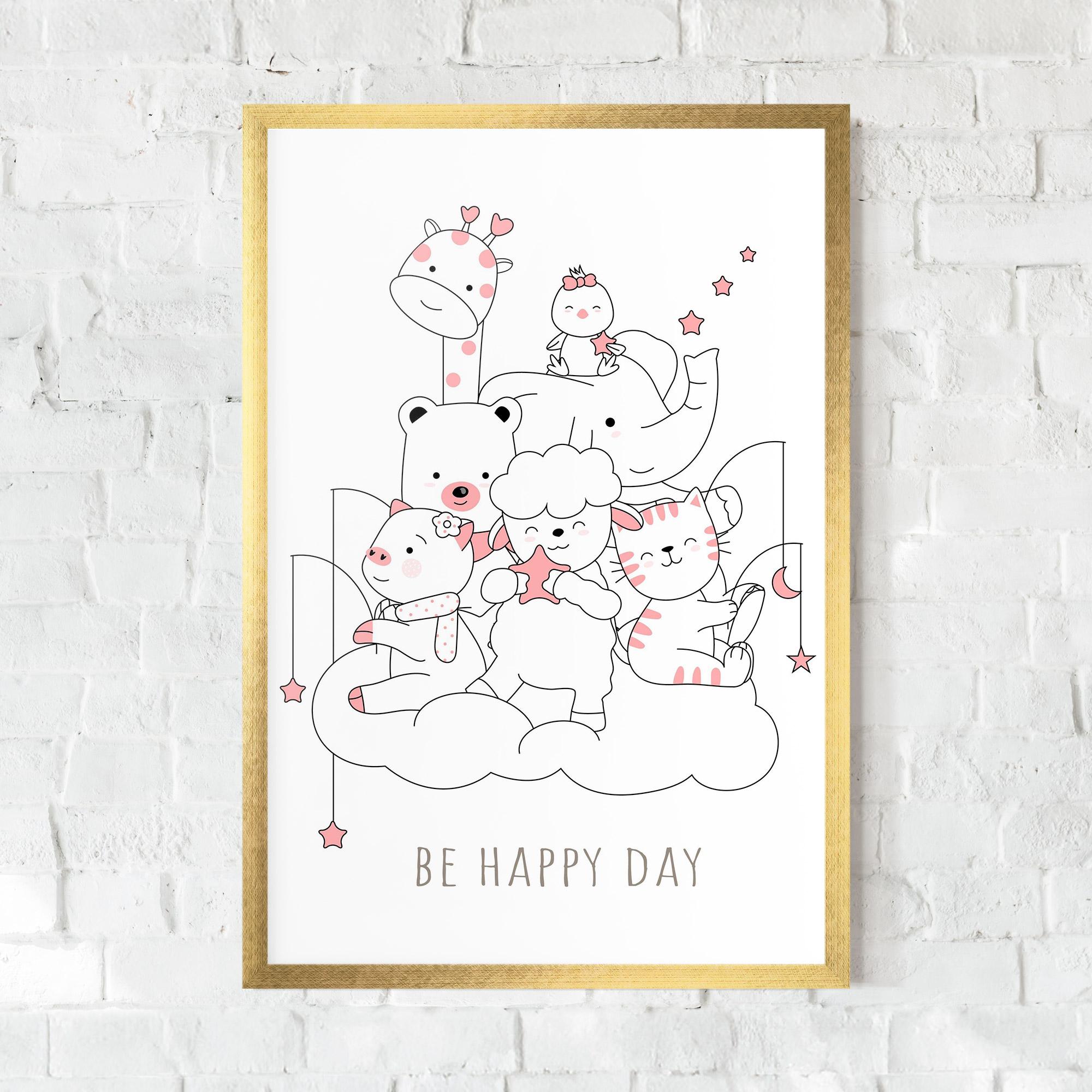 Gerahmte Poster Be Happy Day mockup 0