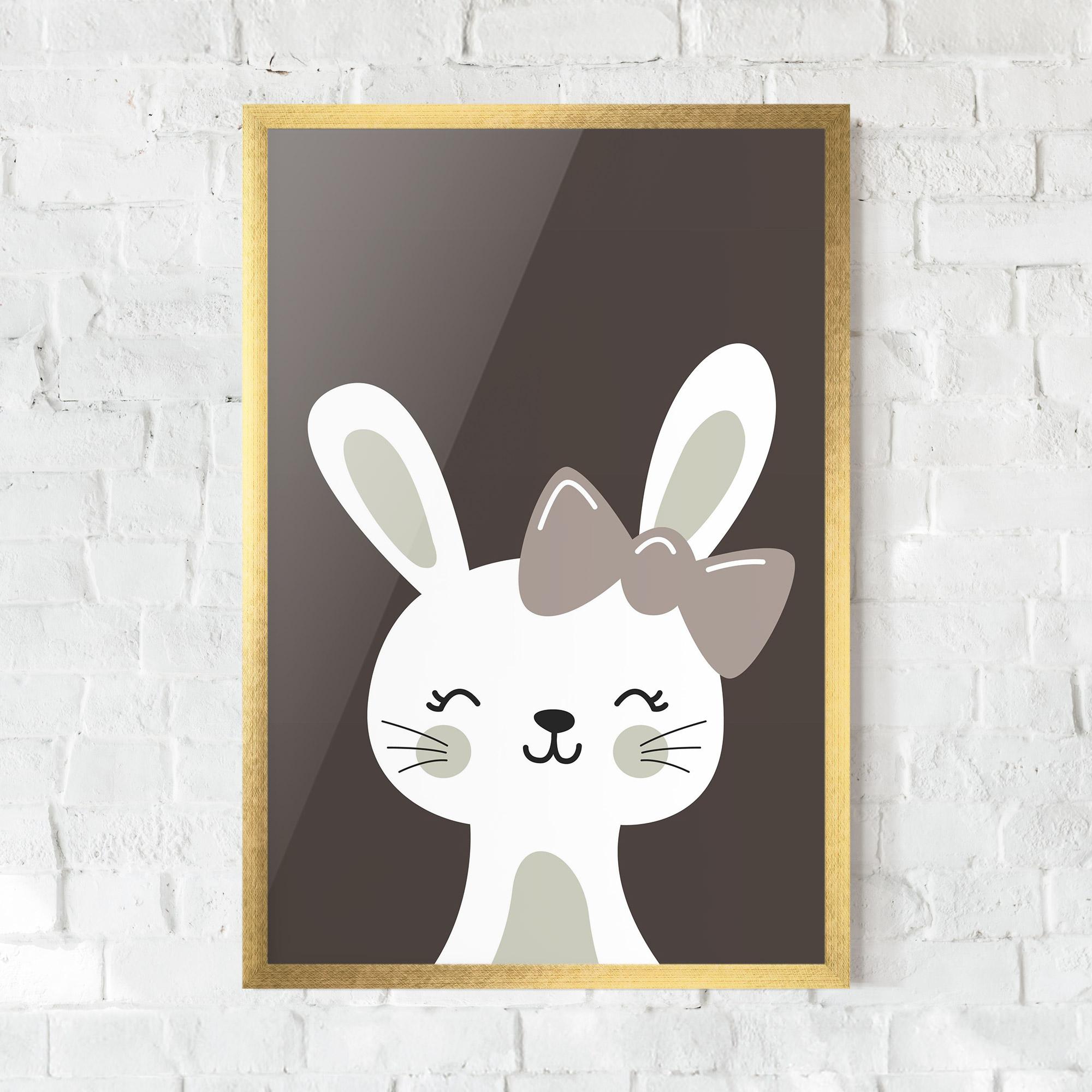 Gerahmte Poster Cream Bow Bunny mockup 0
