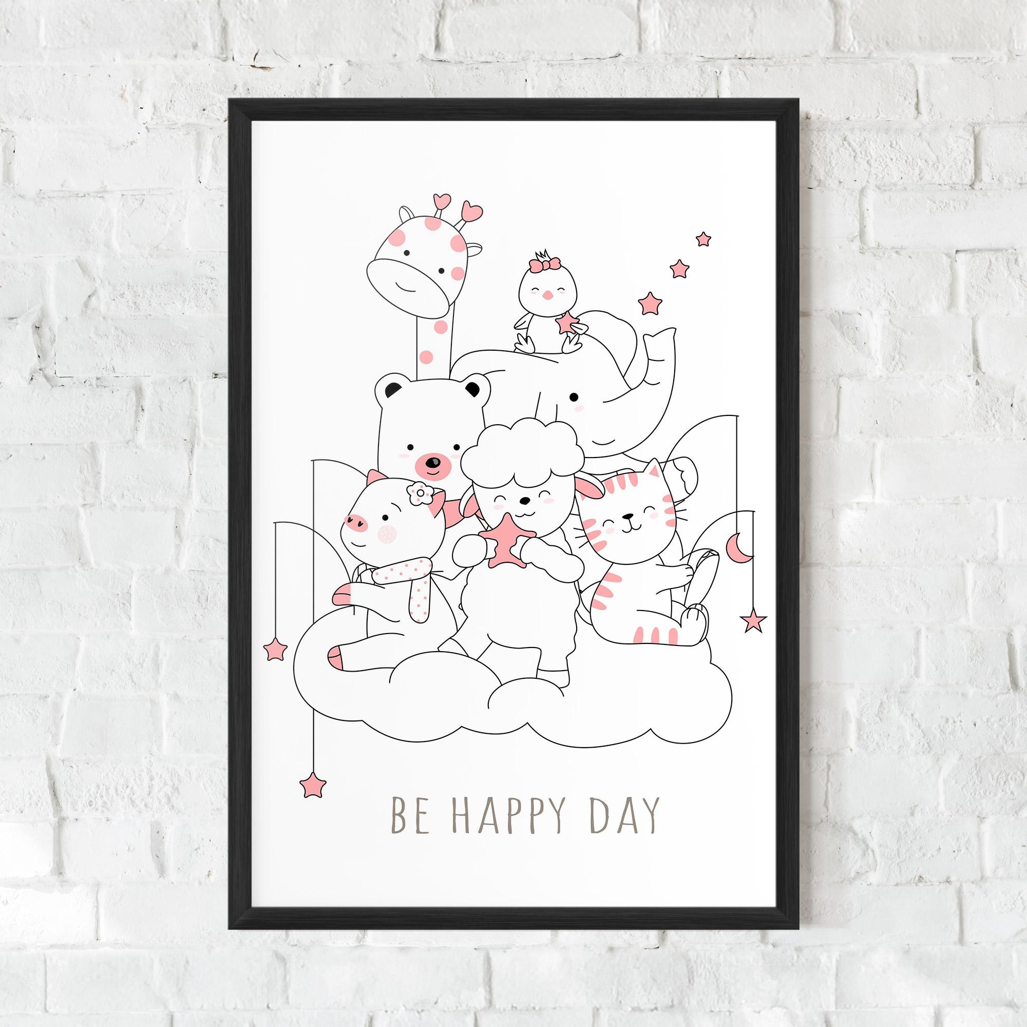 Gerahmte Poster Be Happy Day mockup 0