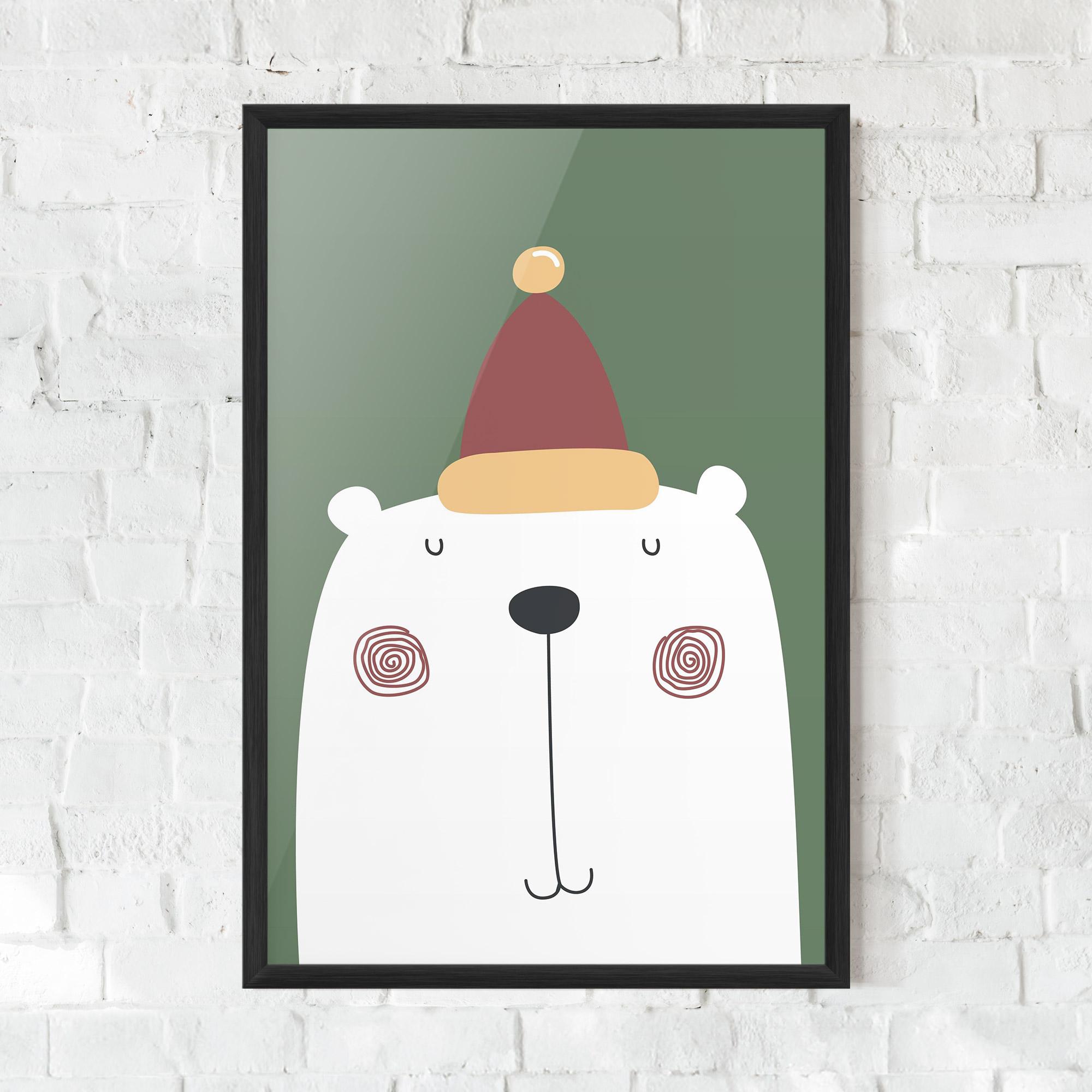 Gerahmte Poster Cute Icebear Drawing mockup 0