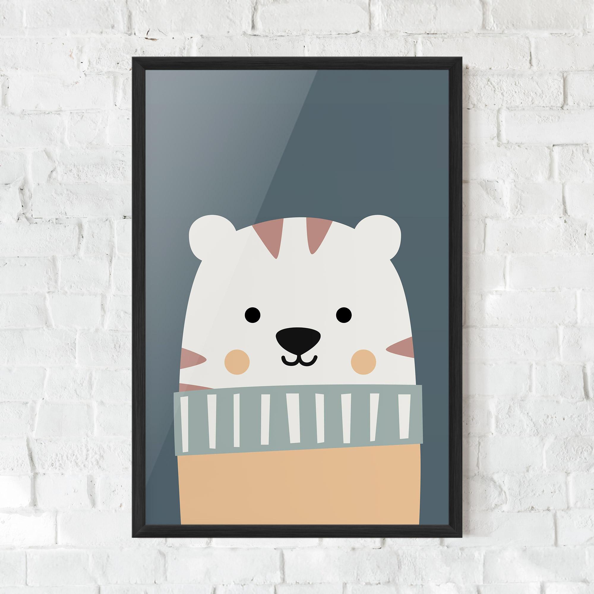 Gerahmte Poster Cute White Tiger mockup 0