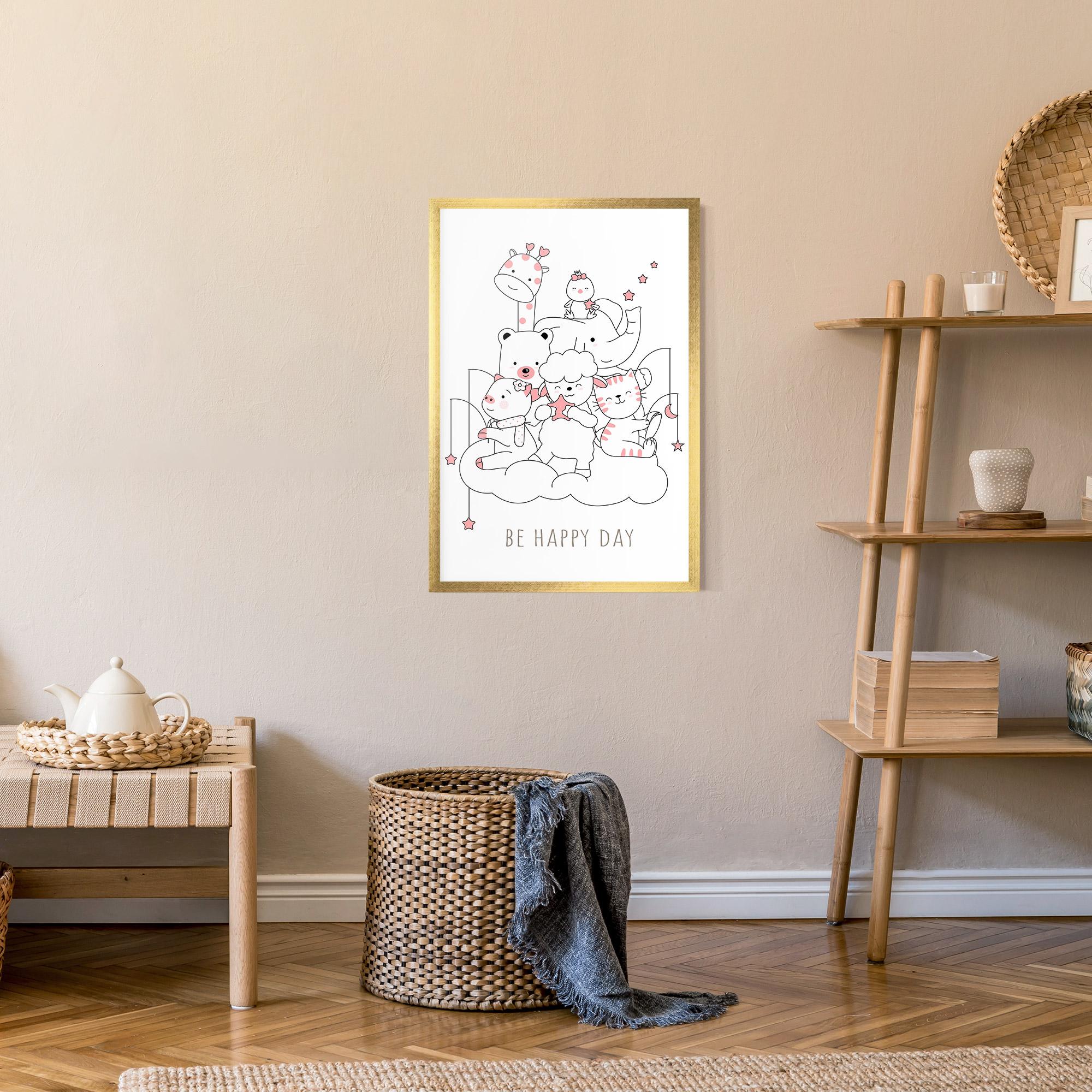 Gerahmte Poster Be Happy Day mockup 9