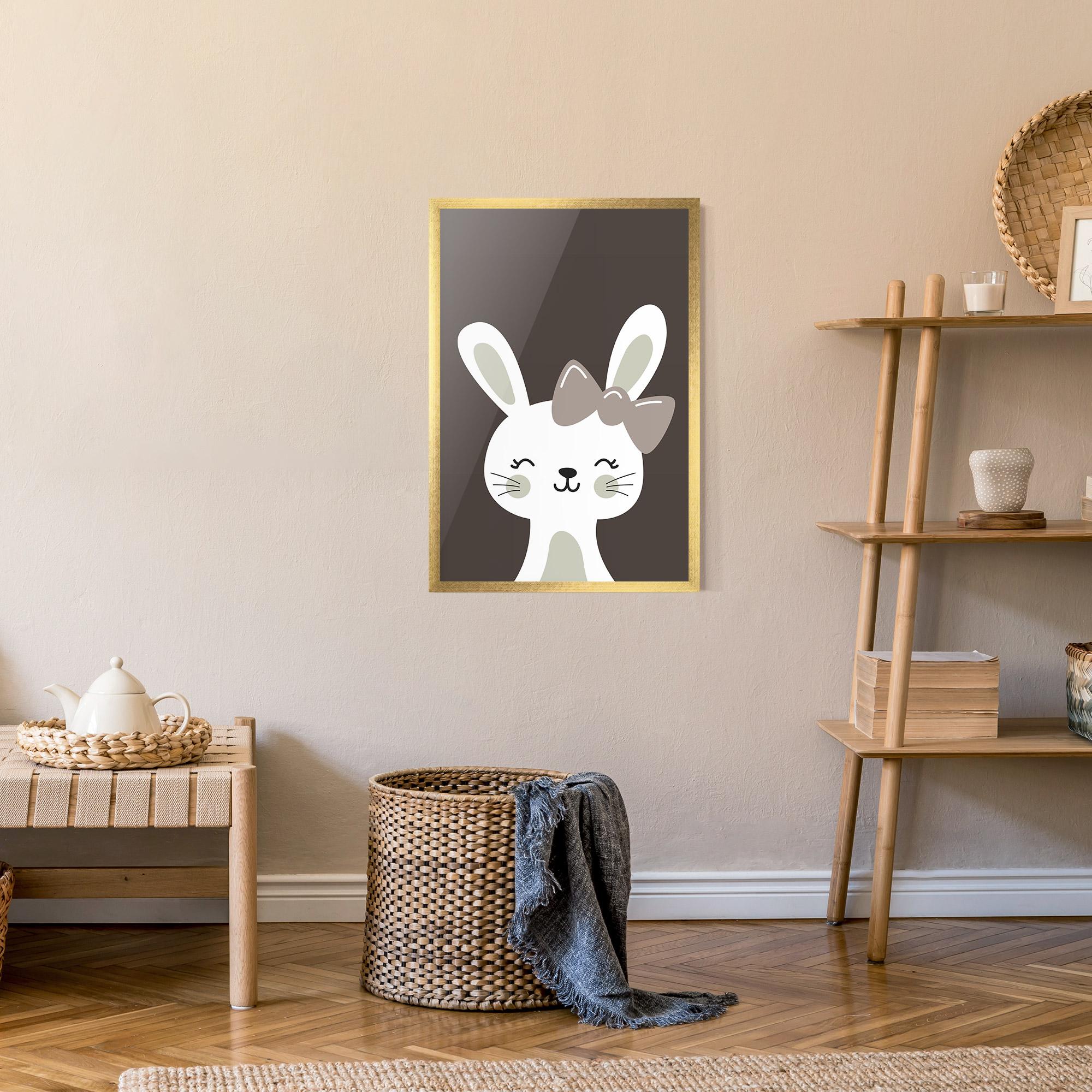 Gerahmte Poster Cream Bow Bunny mockup 9