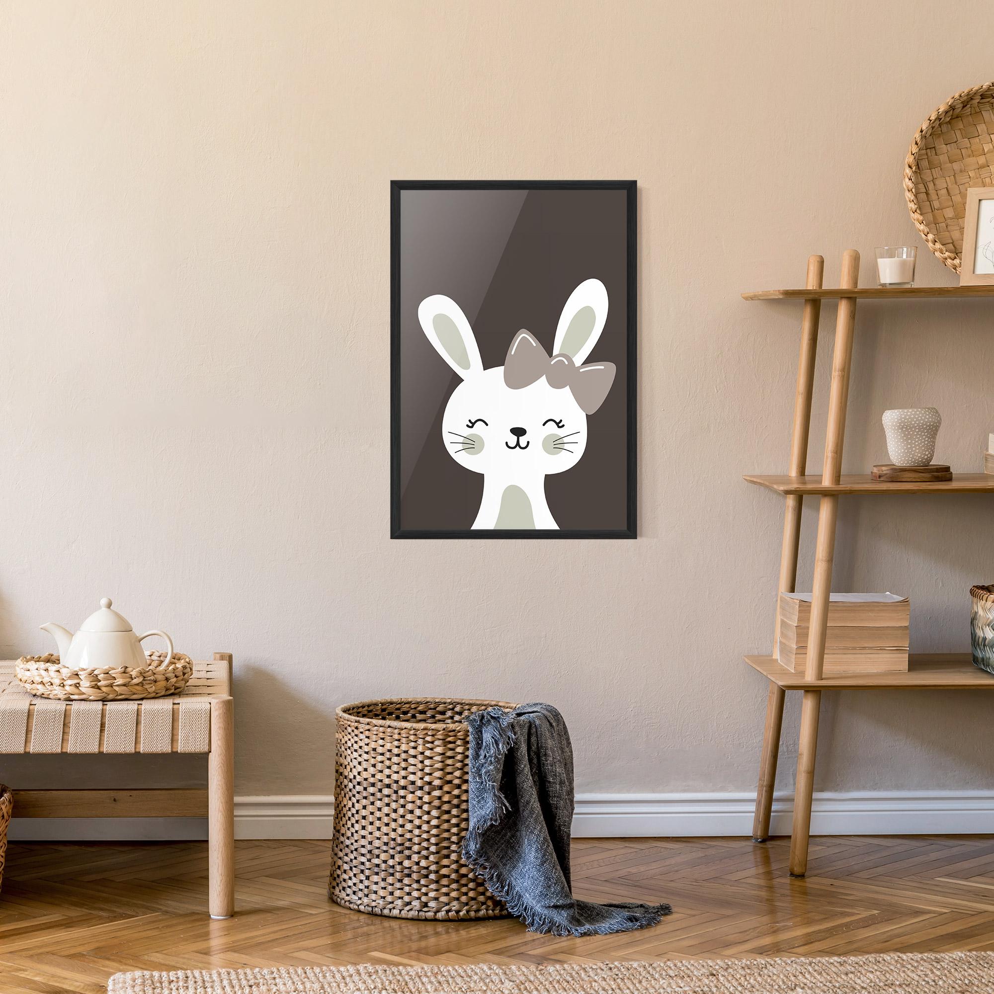 Gerahmte Poster Cream Bow Bunny mockup 9