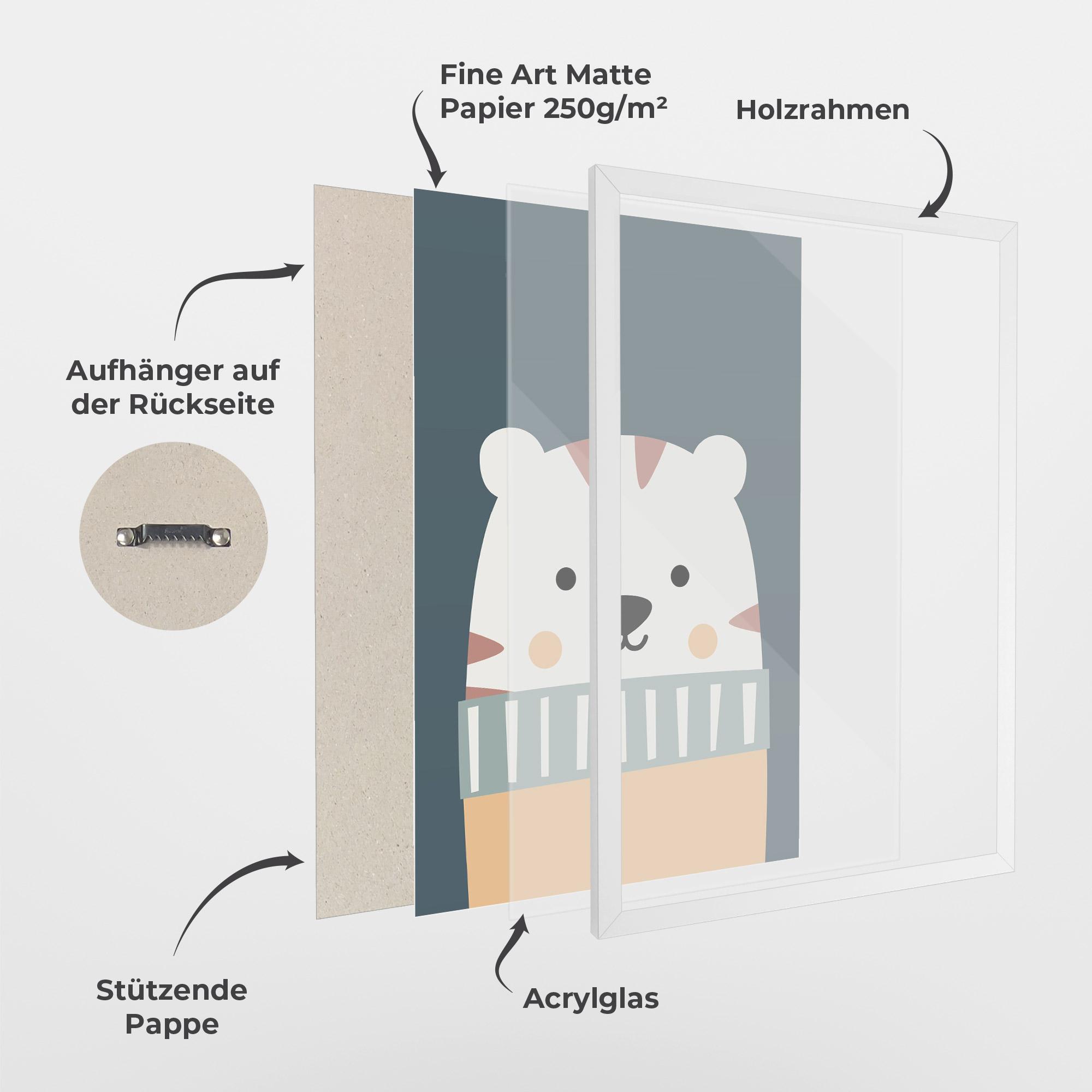 Gerahmte Poster Cute White Tiger mockup 1