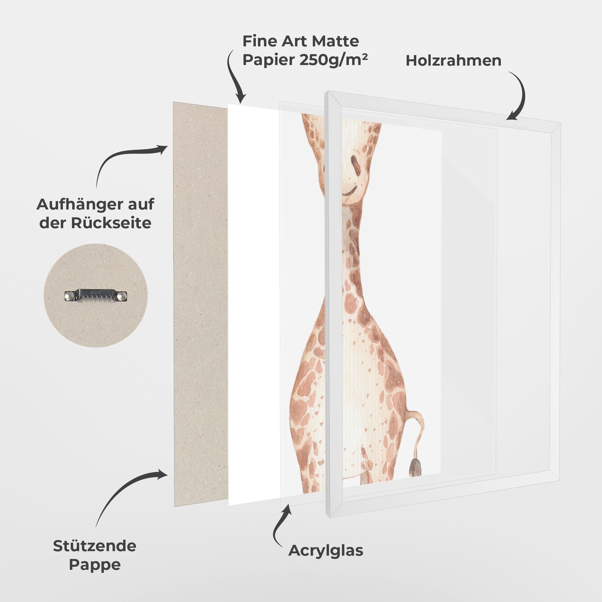 Gerahmte Poster Girafa Calma mockup 1
