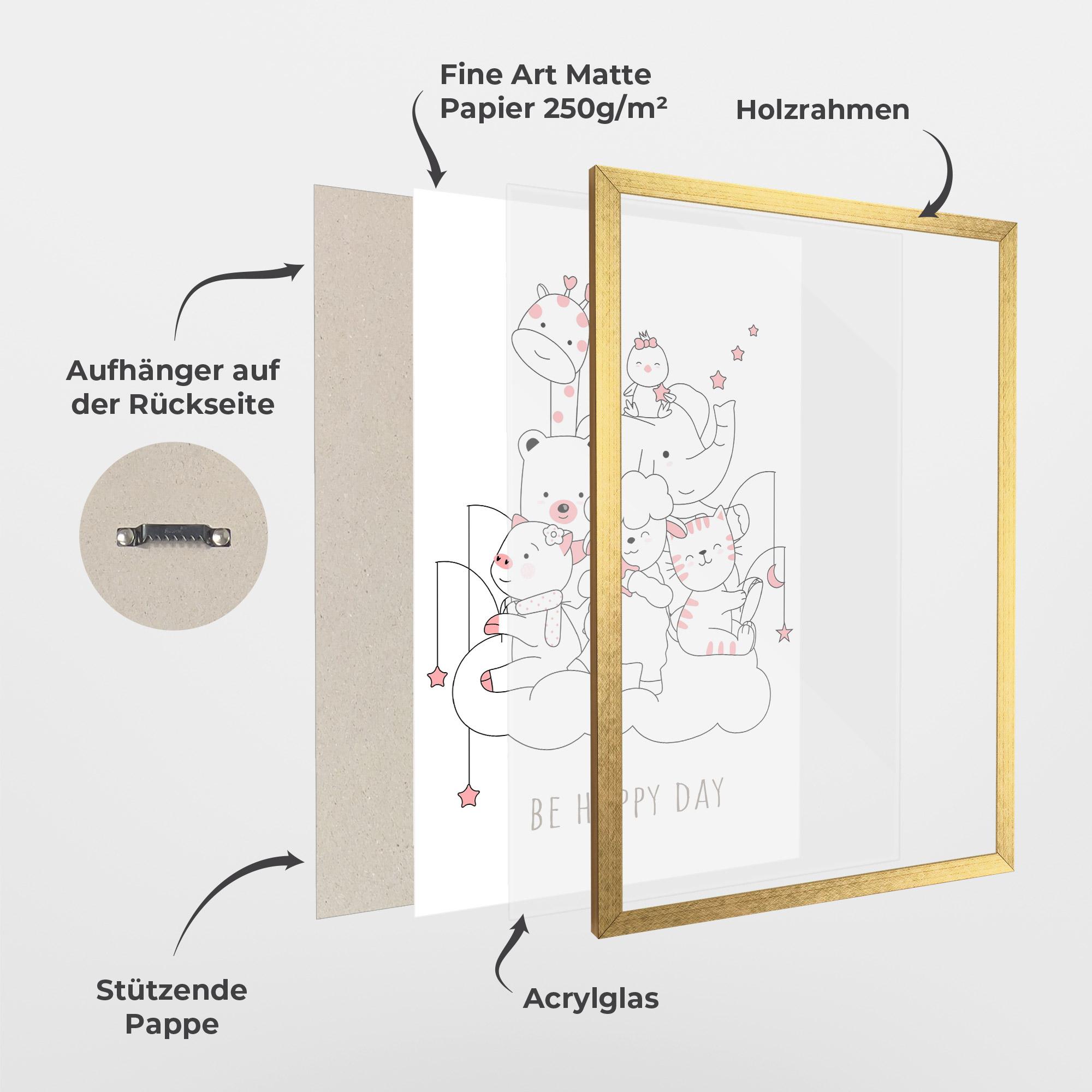 Gerahmte Poster Be Happy Day mockup 1