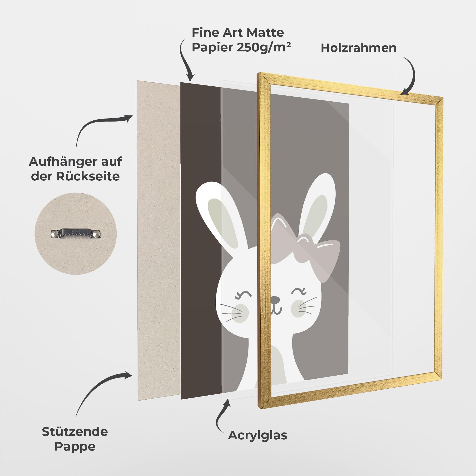 Gerahmte Poster Cream Bow Bunny mockup 1