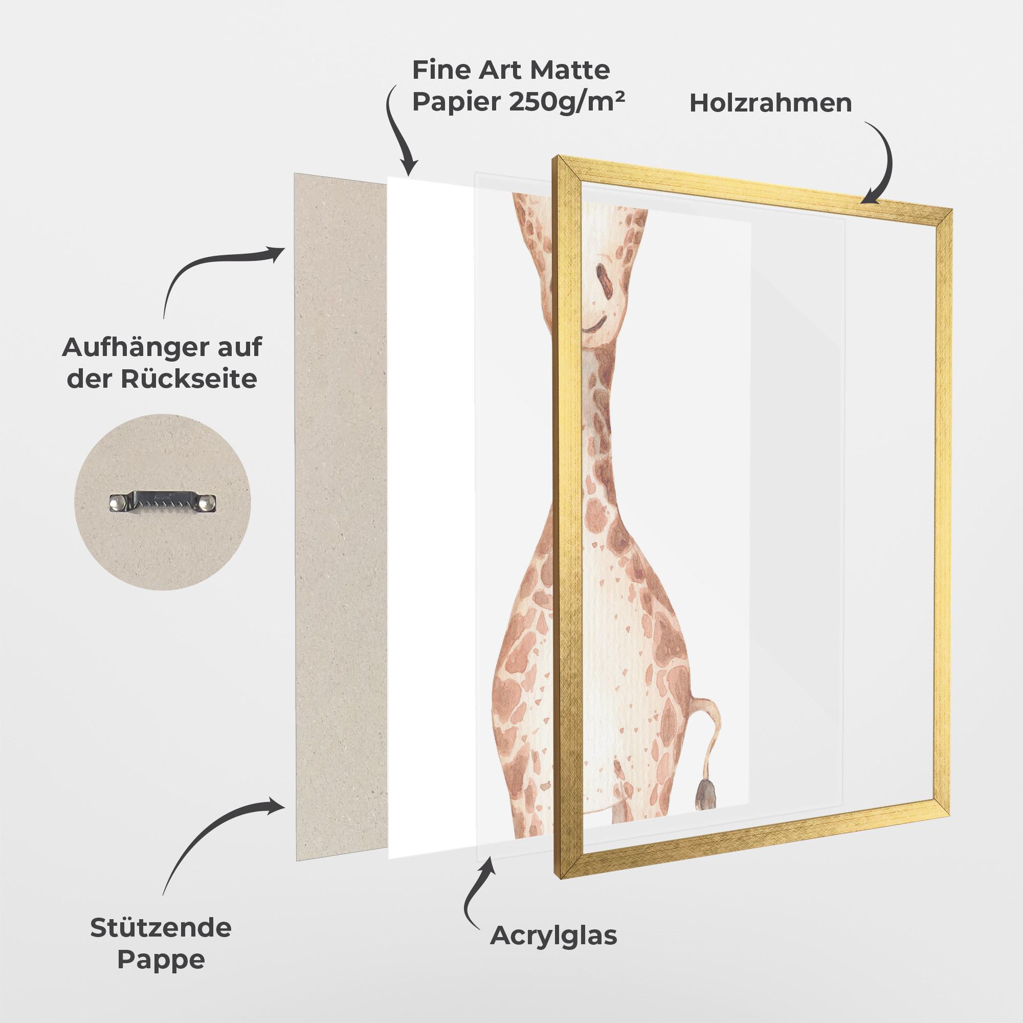 Gerahmte Poster Girafa Calma mockup 1