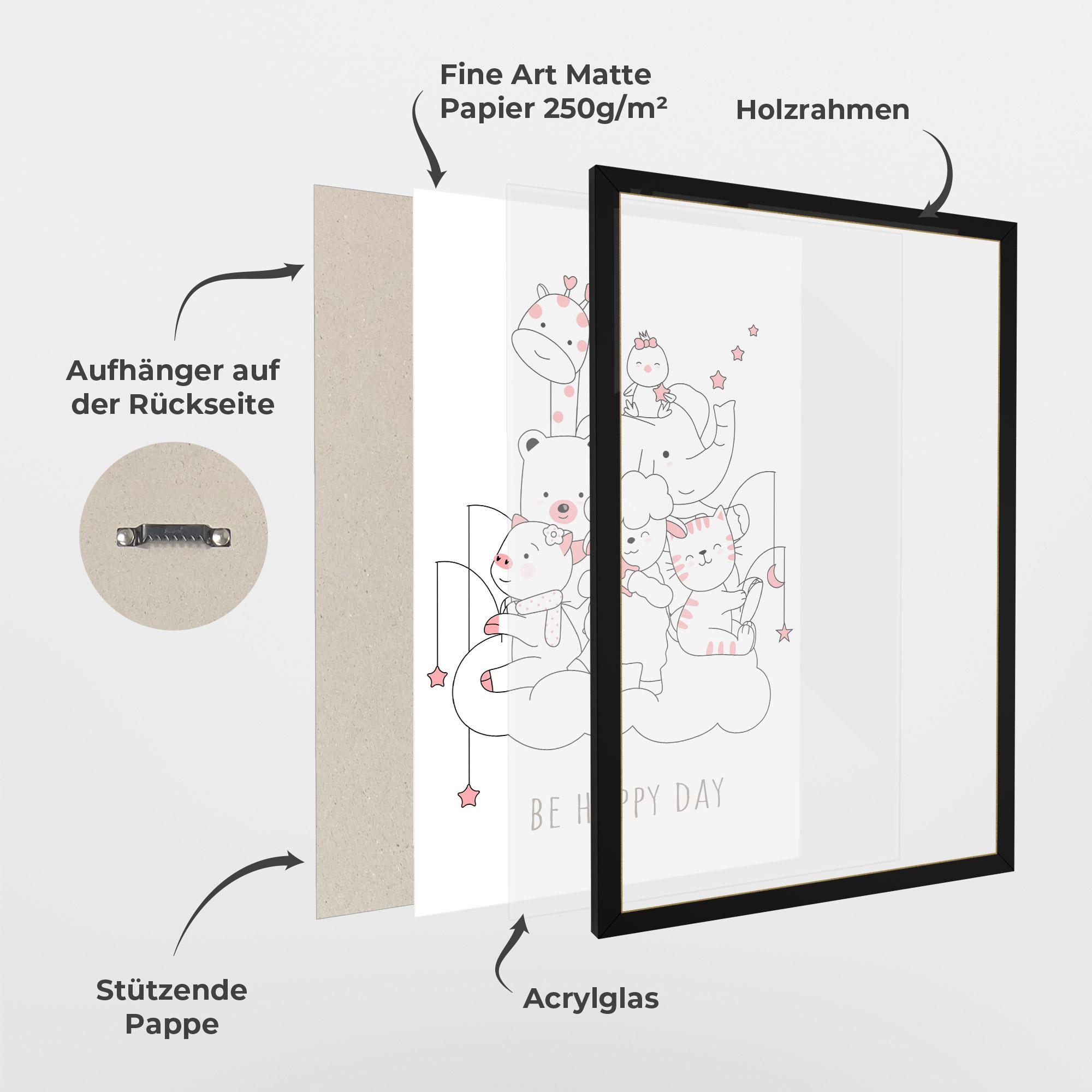 Gerahmte Poster Be Happy Day mockup 1