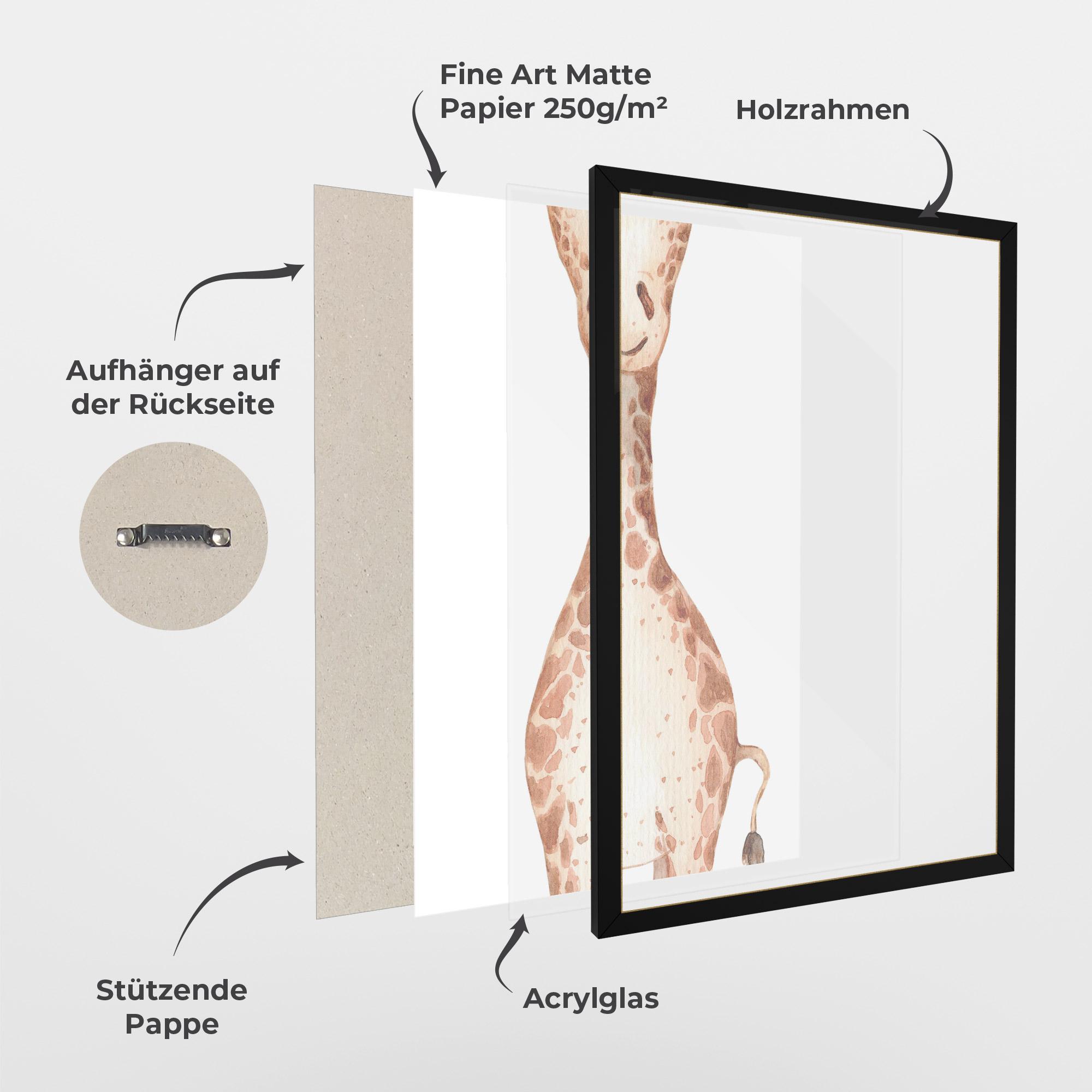 Gerahmte Poster Girafa Calma mockup 1