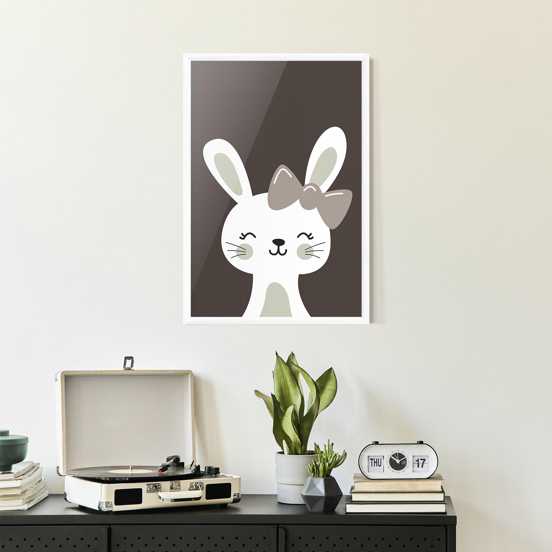 Gerahmte Poster Cream Bow Bunny mockup 2