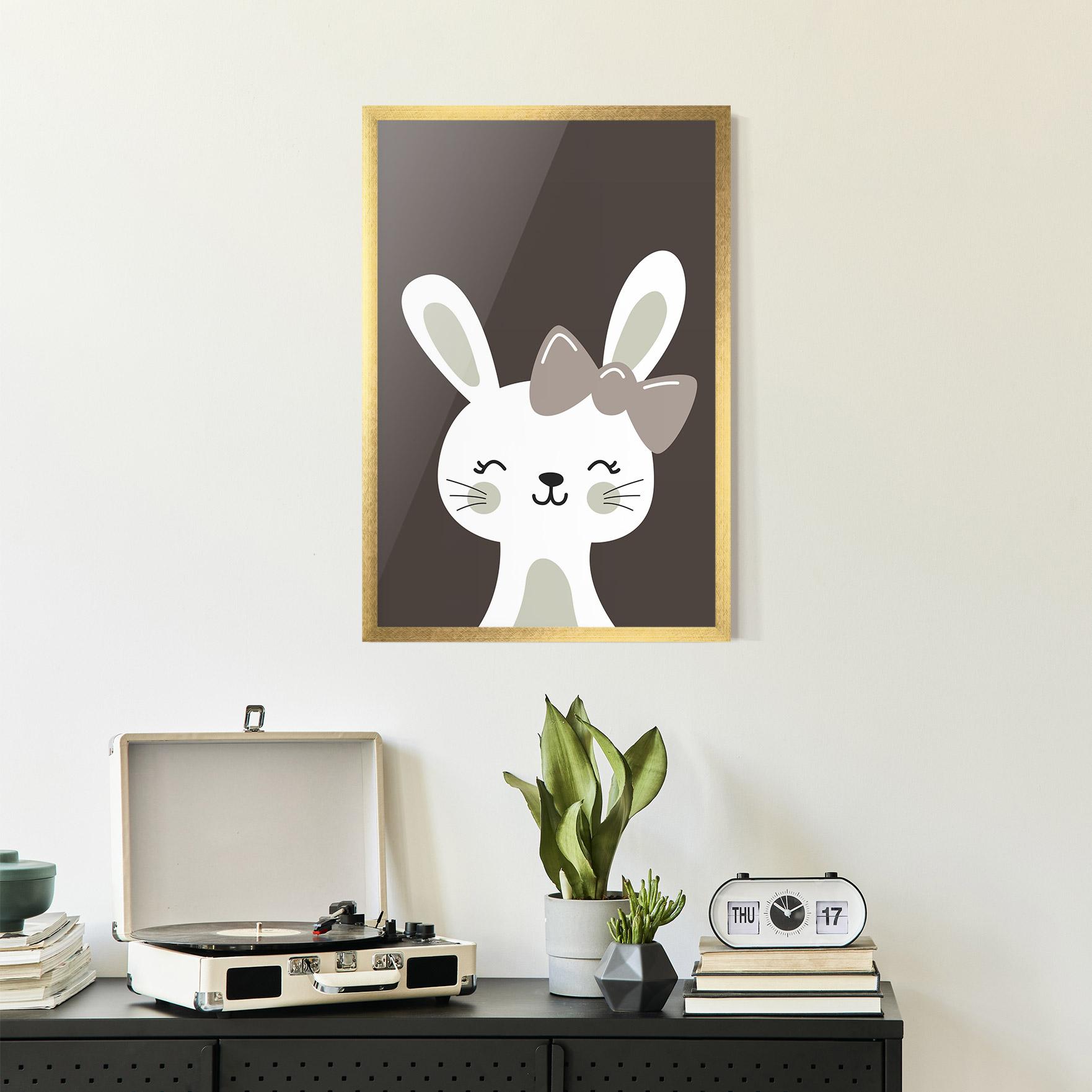 Gerahmte Poster Cream Bow Bunny mockup 2