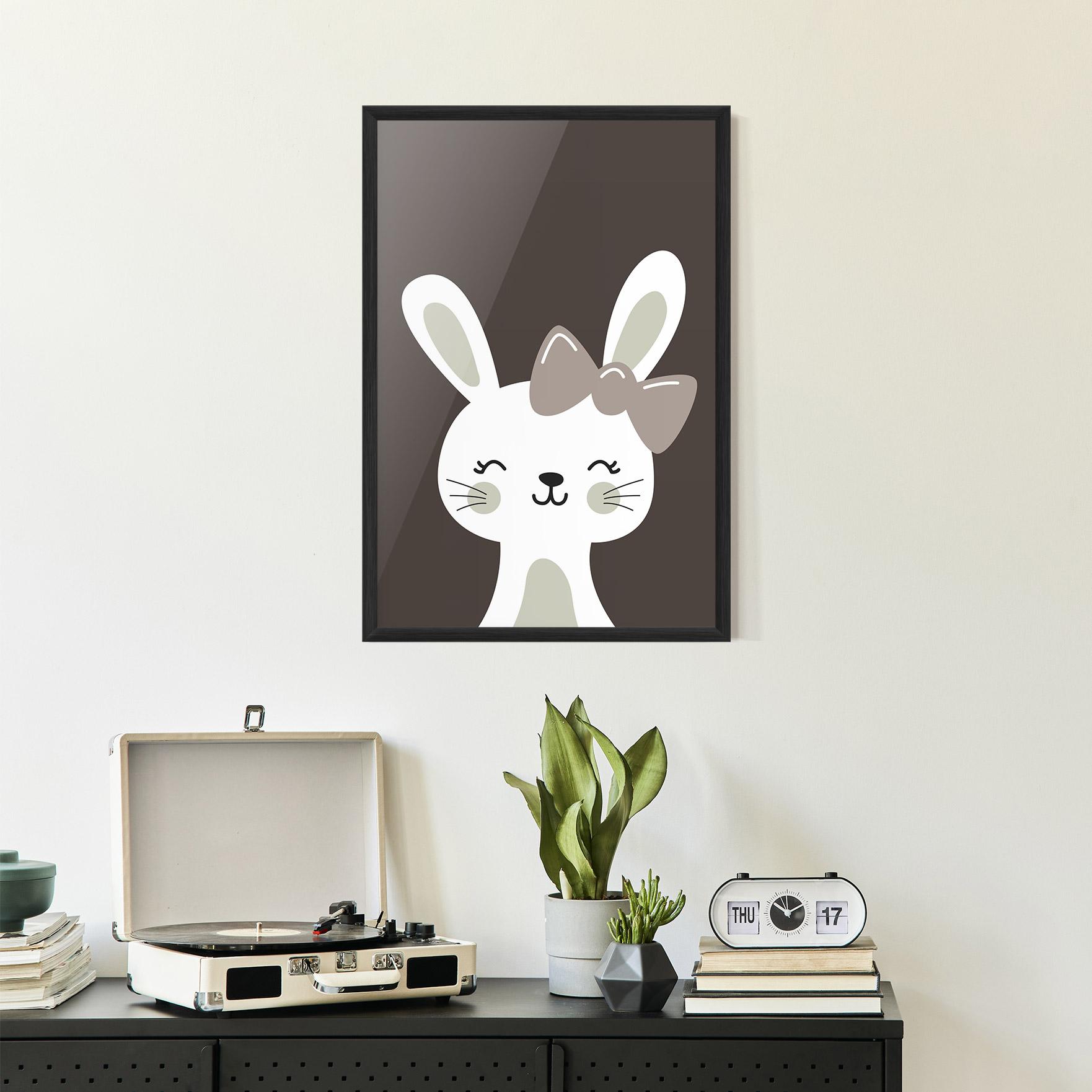 Gerahmte Poster Cream Bow Bunny mockup 2