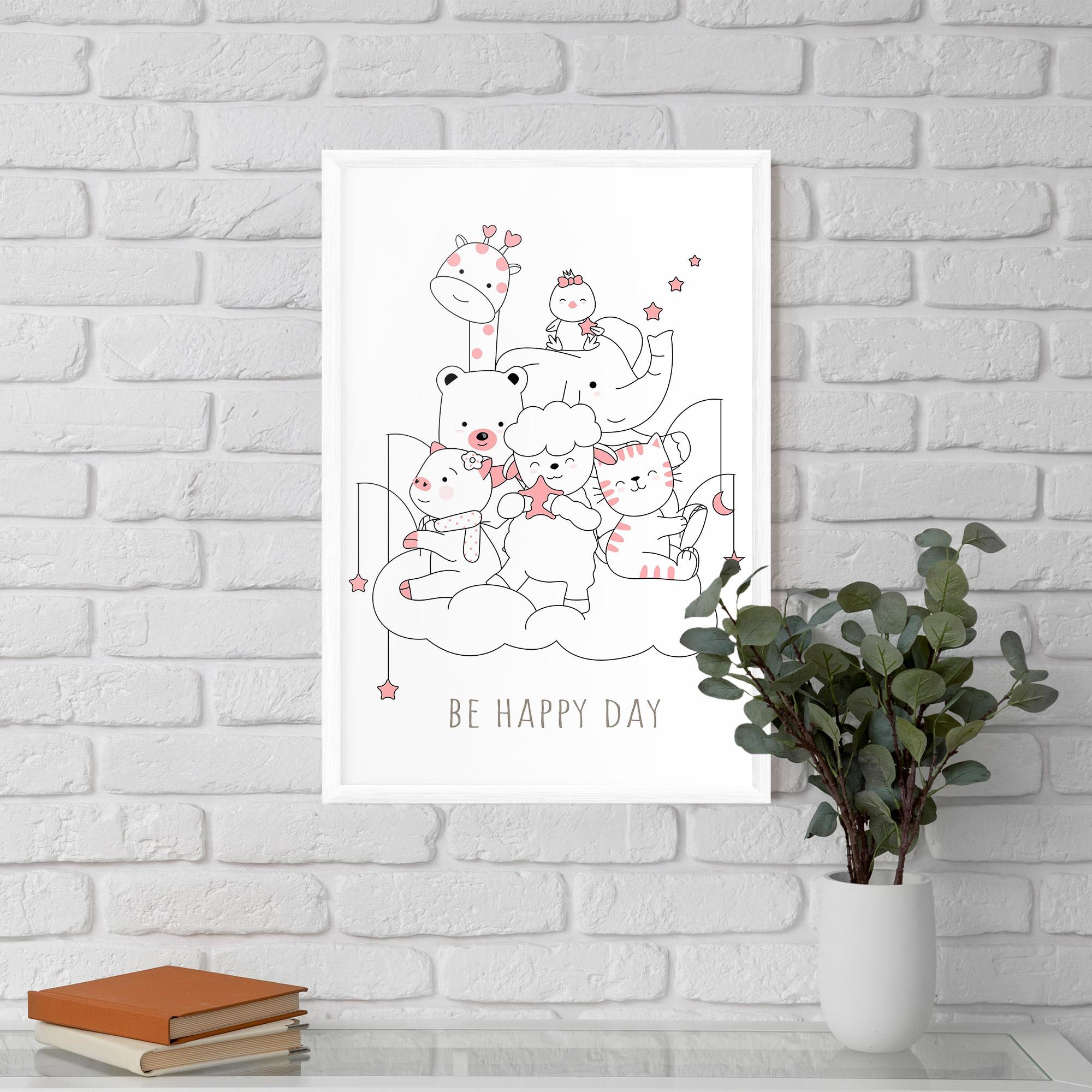 Gerahmte Poster Be Happy Day mockup 5