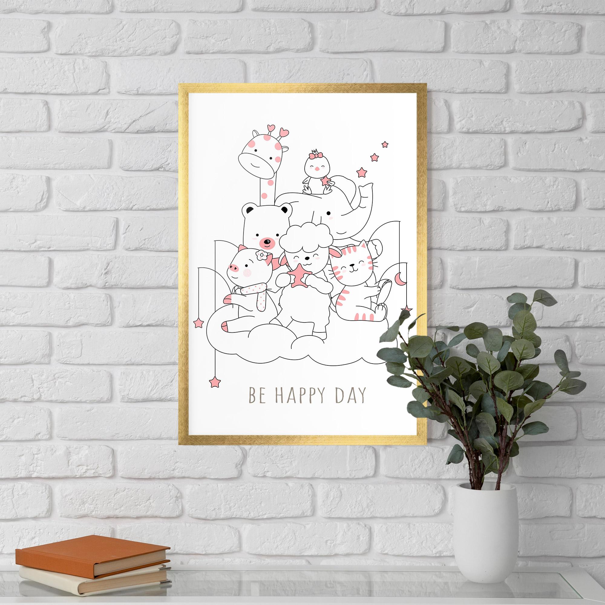 Gerahmte Poster Be Happy Day mockup 5