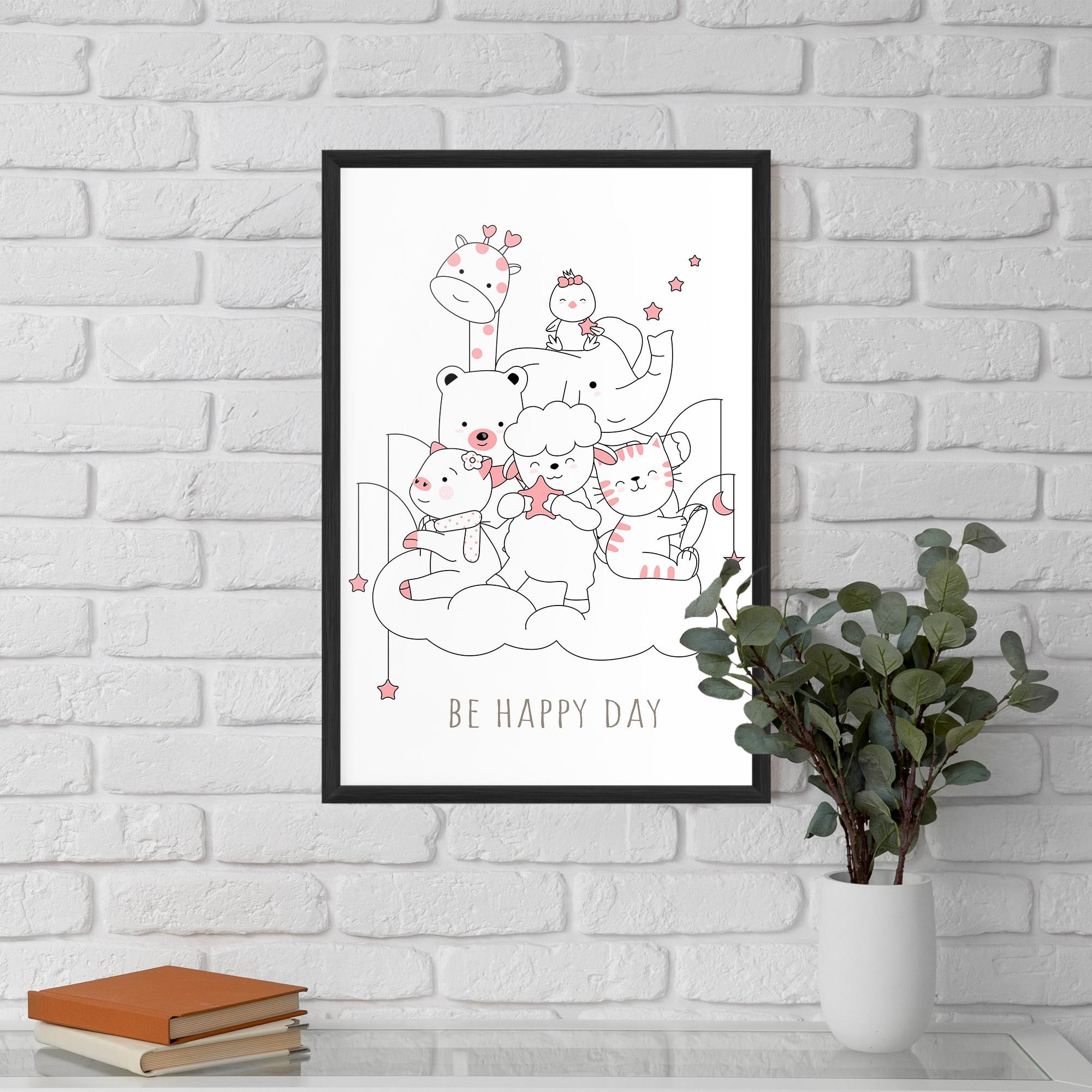 Gerahmte Poster Be Happy Day mockup 5