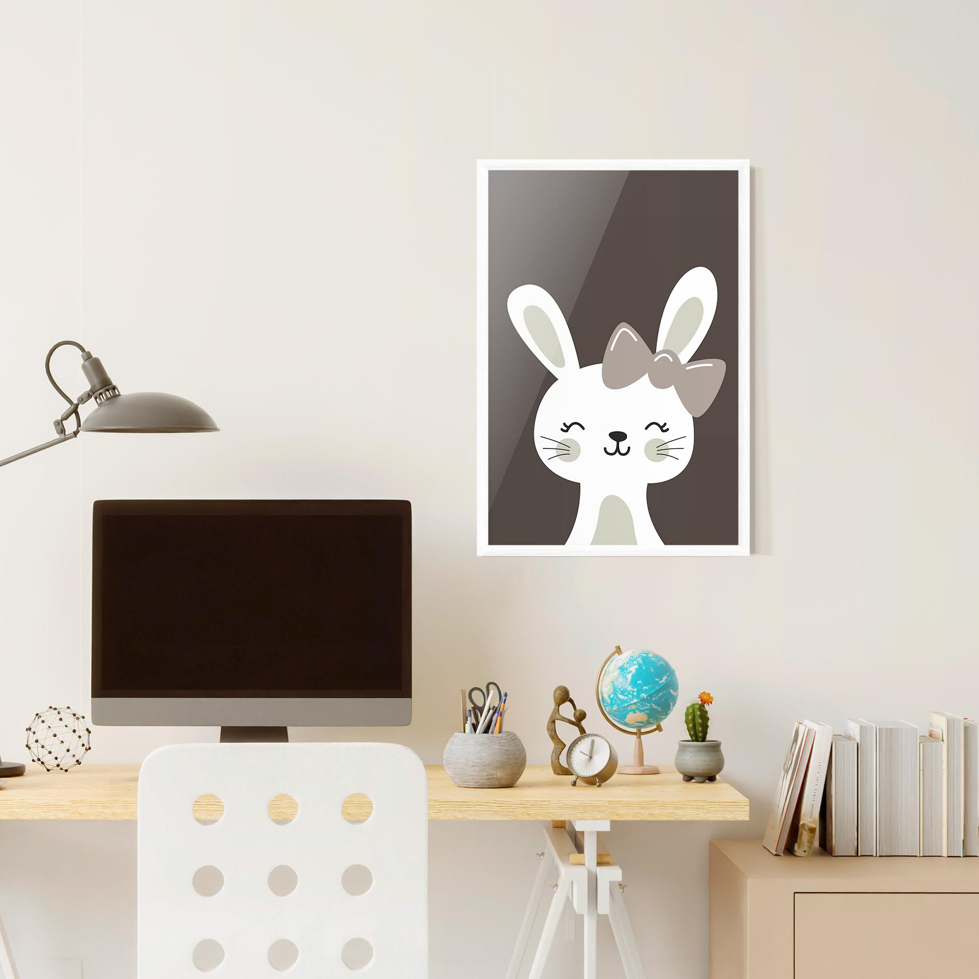 Gerahmte Poster Cream Bow Bunny mockup 6