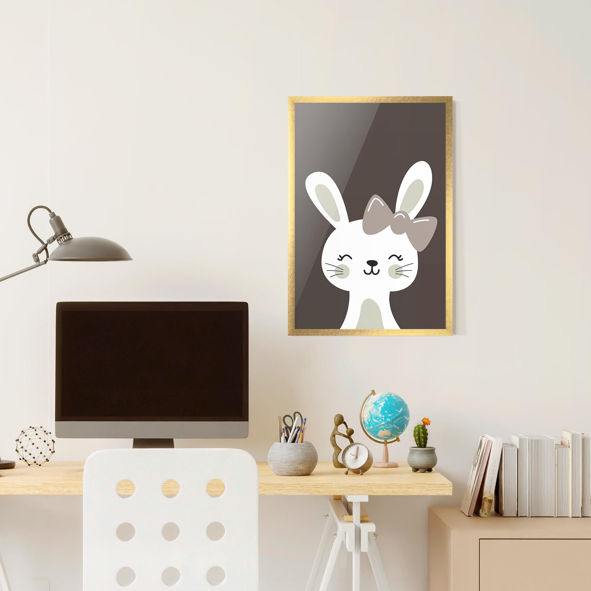 Gerahmte Poster Cream Bow Bunny mockup 6