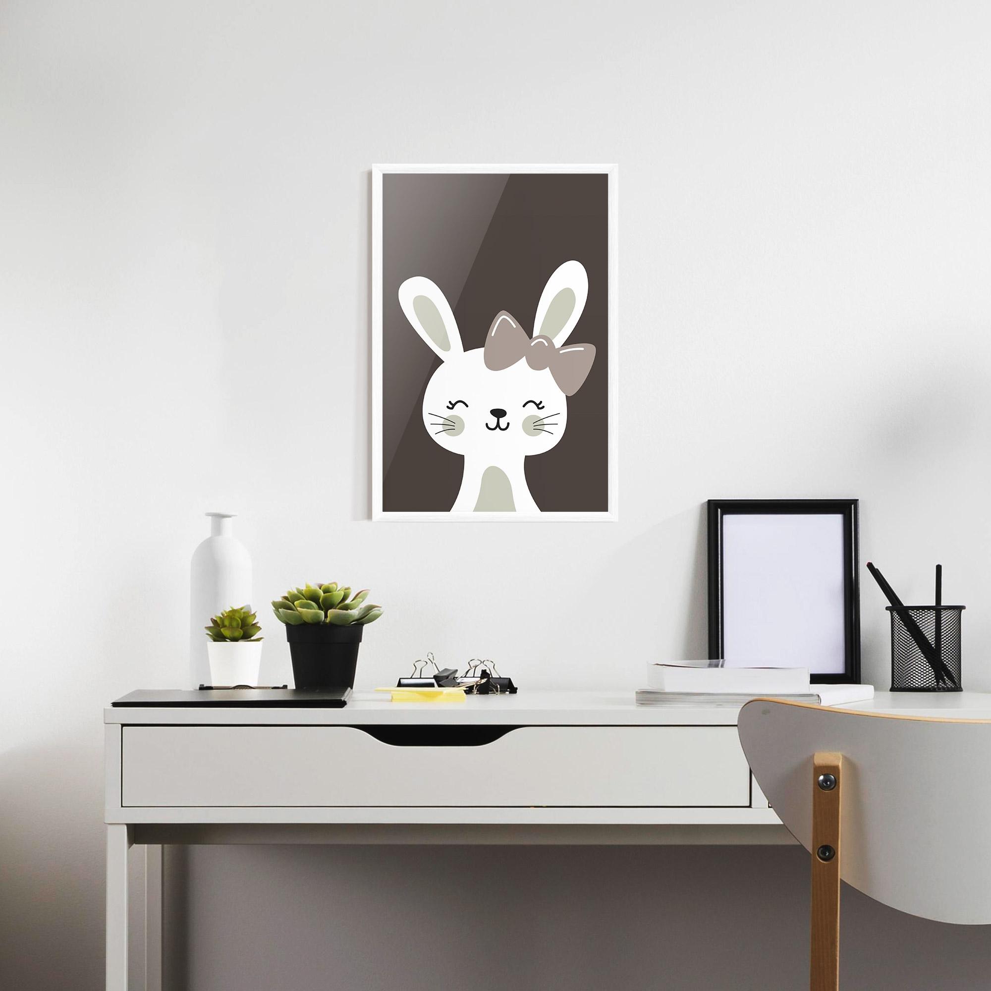Gerahmte Poster Cream Bow Bunny mockup 7