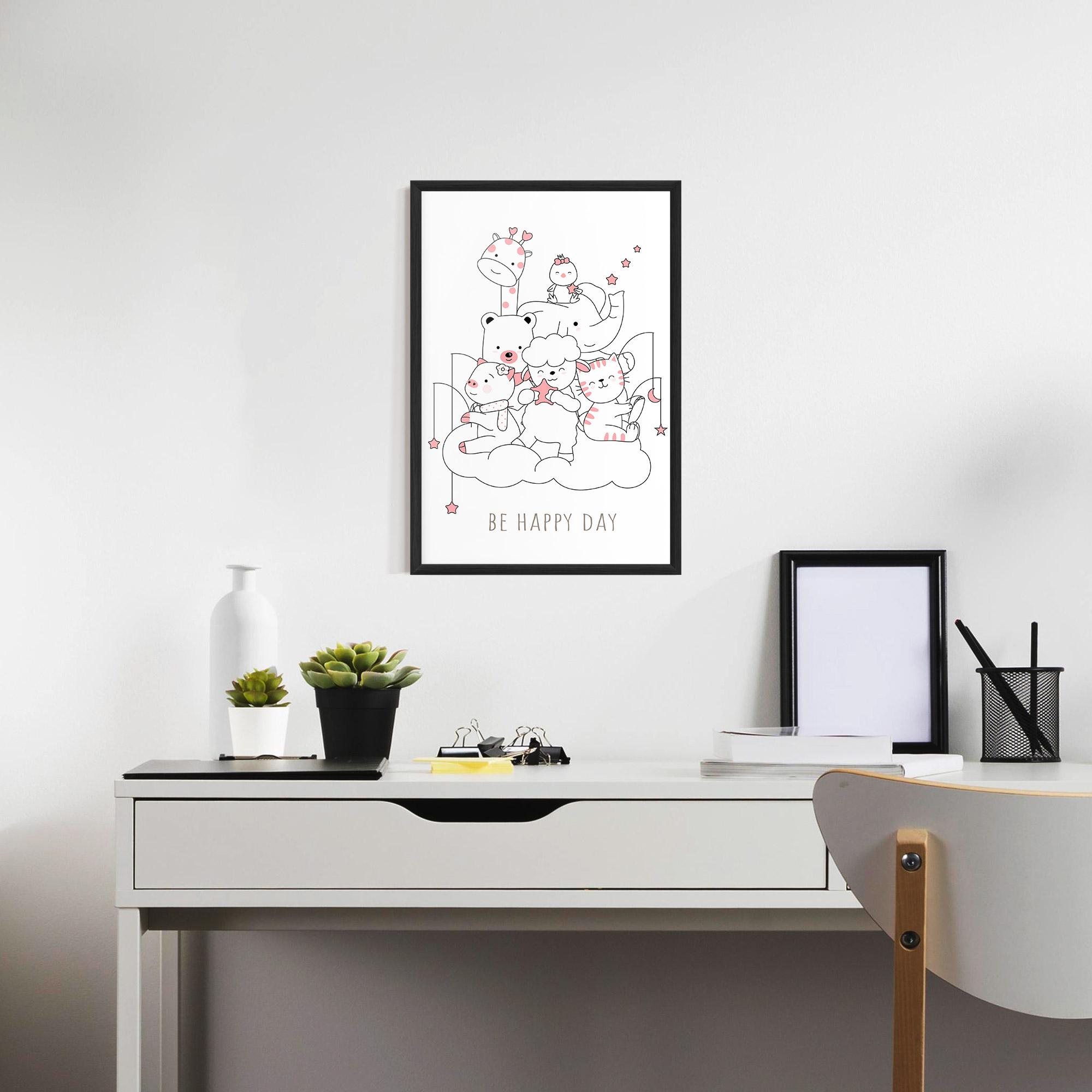 Gerahmte Poster Be Happy Day mockup 7