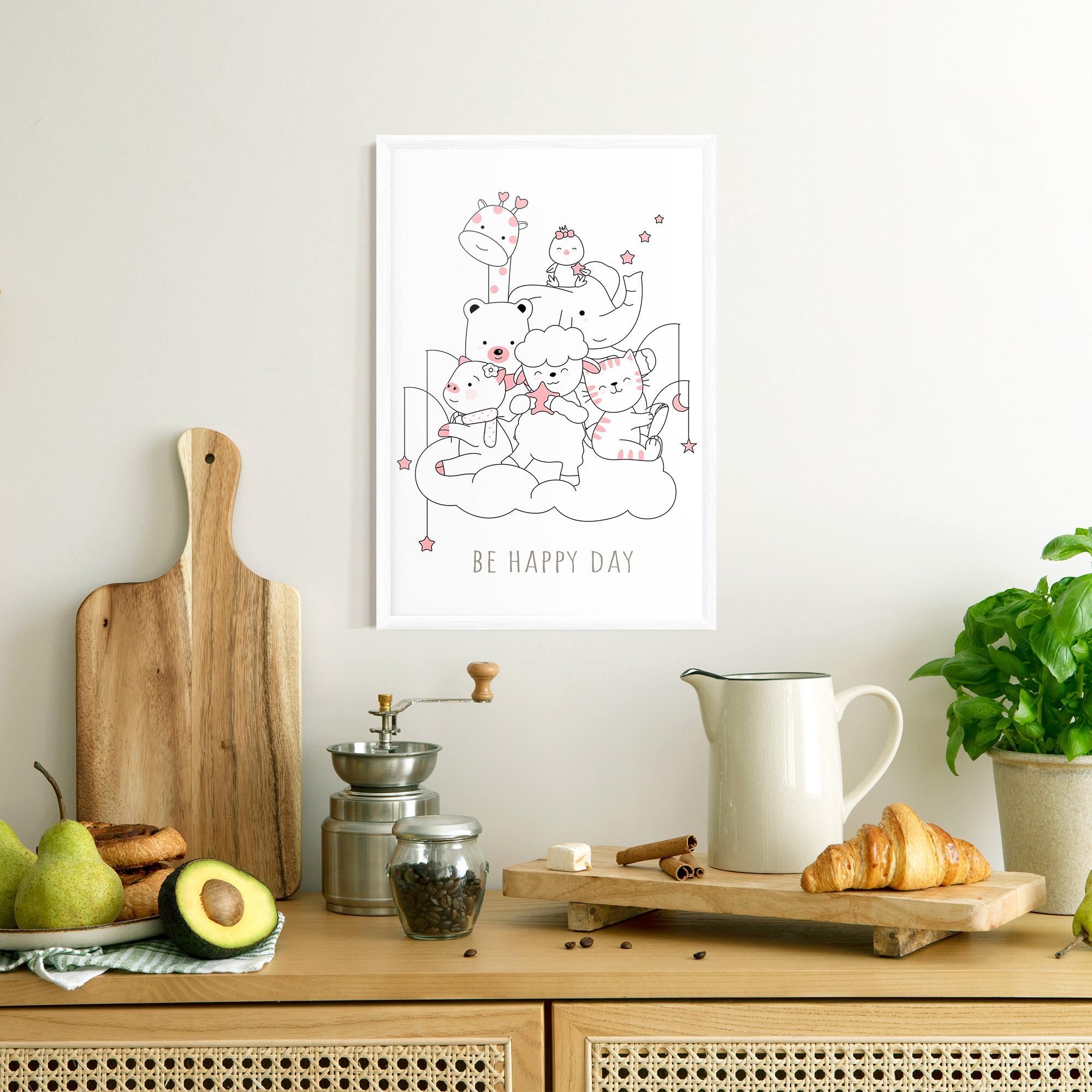 Gerahmte Poster Be Happy Day mockup 8