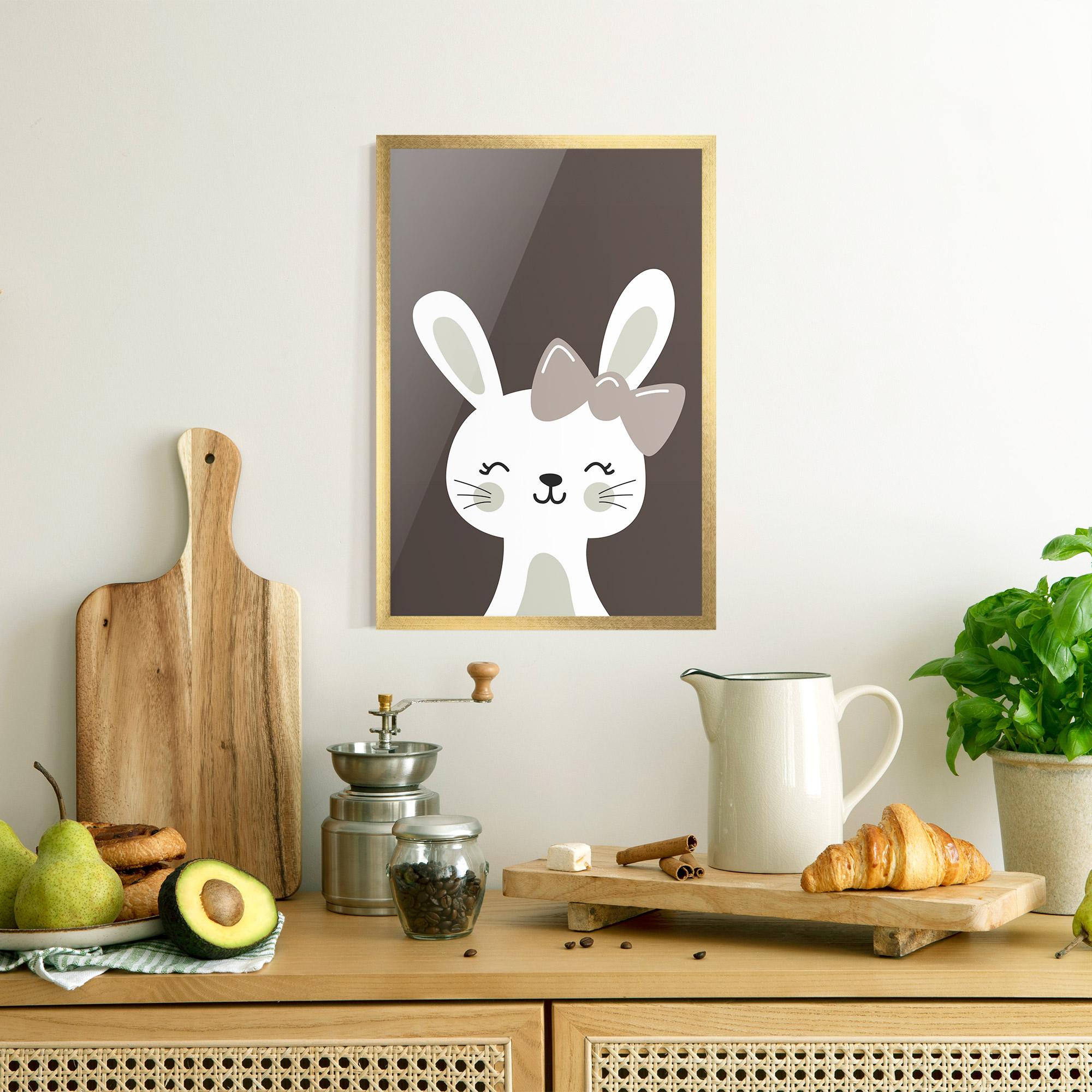 Gerahmte Poster Cream Bow Bunny mockup 8