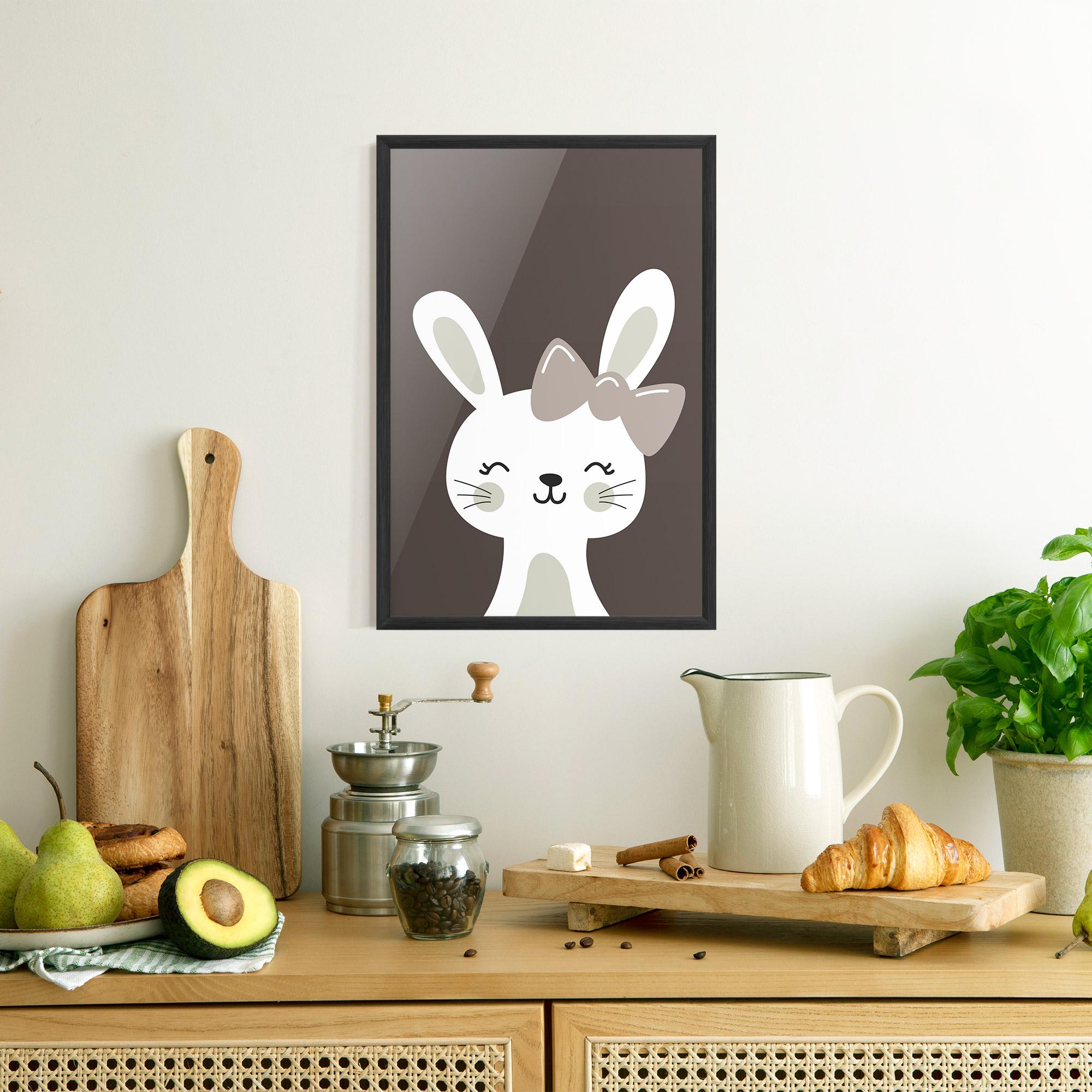 Gerahmte Poster Cream Bow Bunny mockup 8