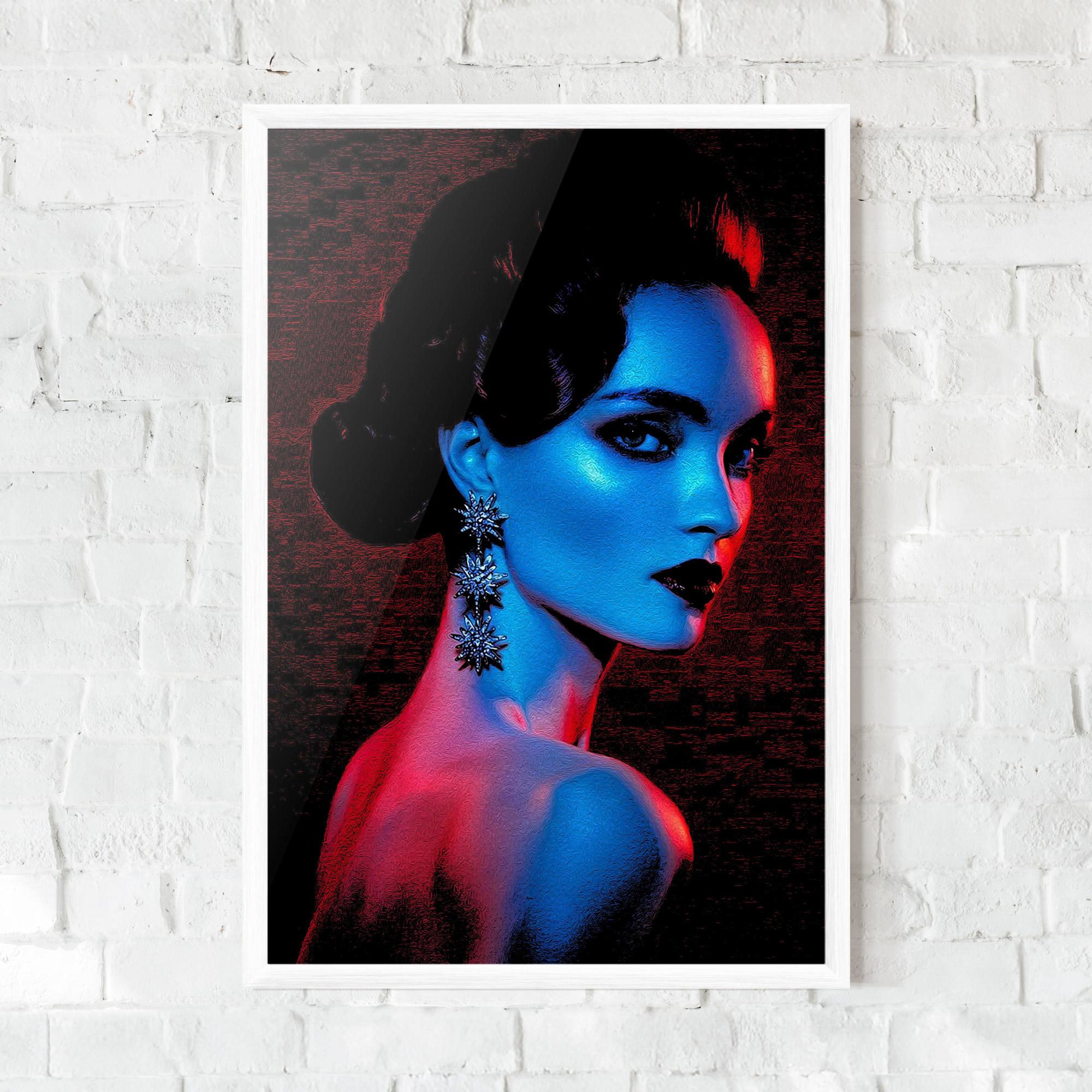 Gerahmte Poster Red Blue Earrings mockup 0