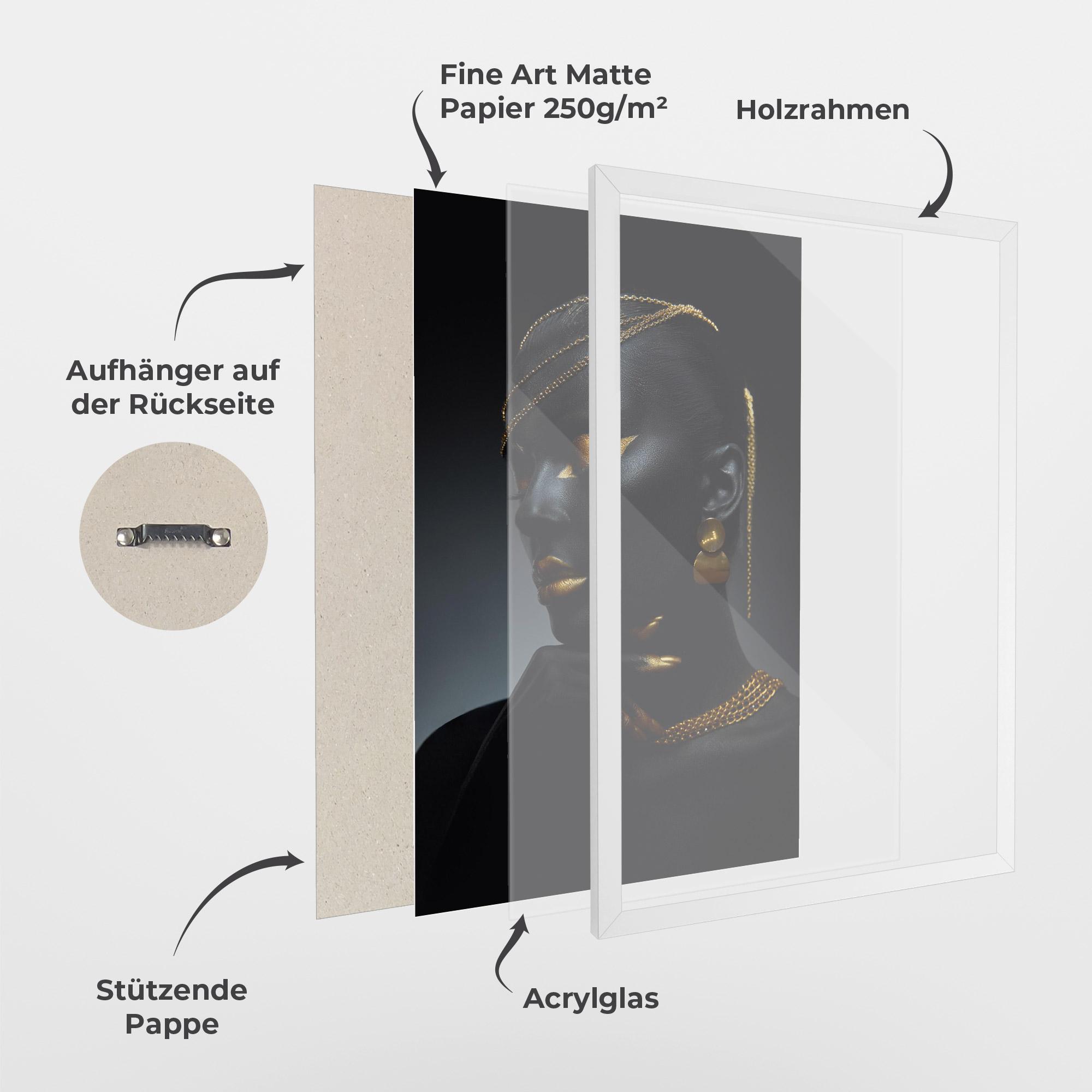 Gerahmte Poster Beauty Gold Accessory mockup 1