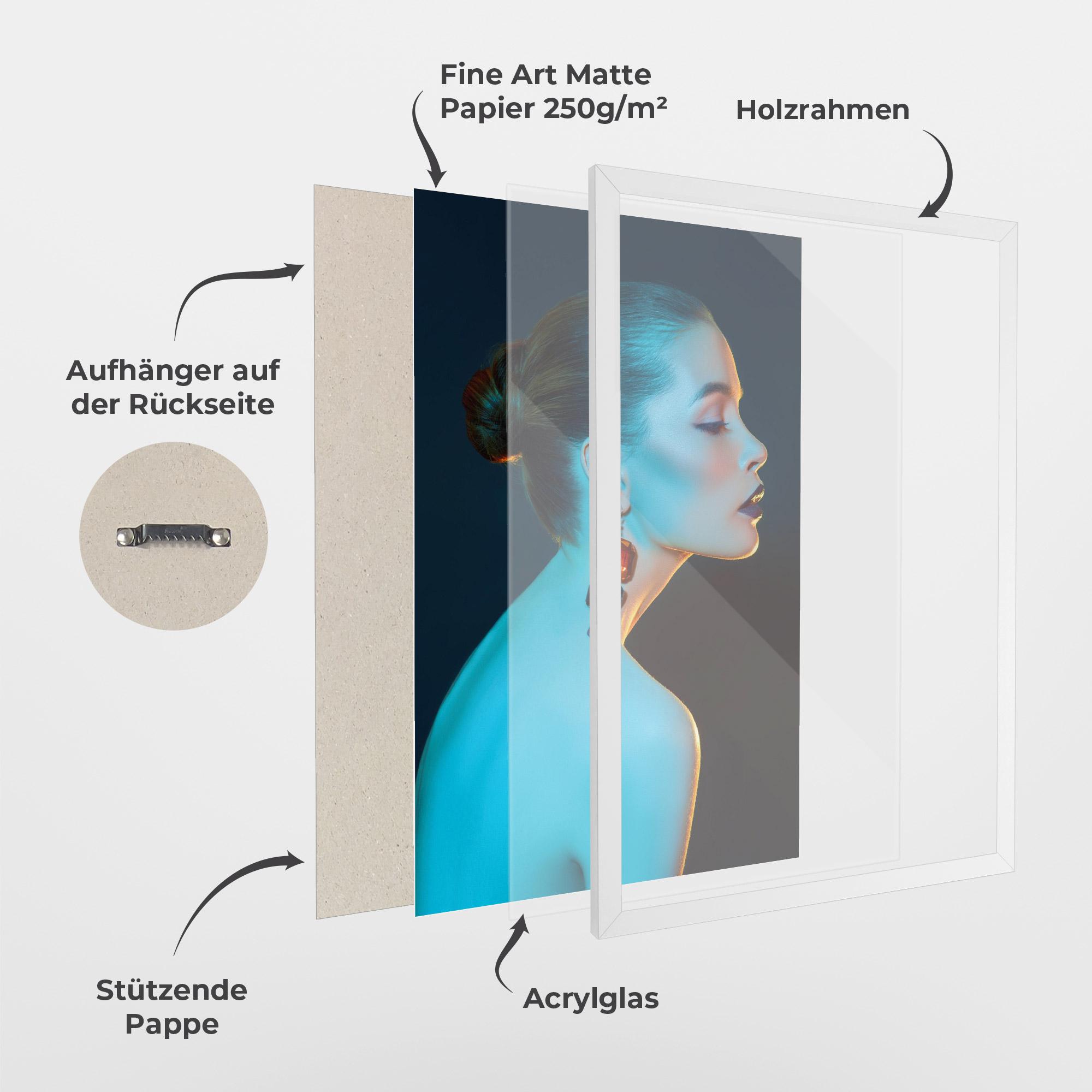 Gerahmte Poster Blue Light Earring mockup 1