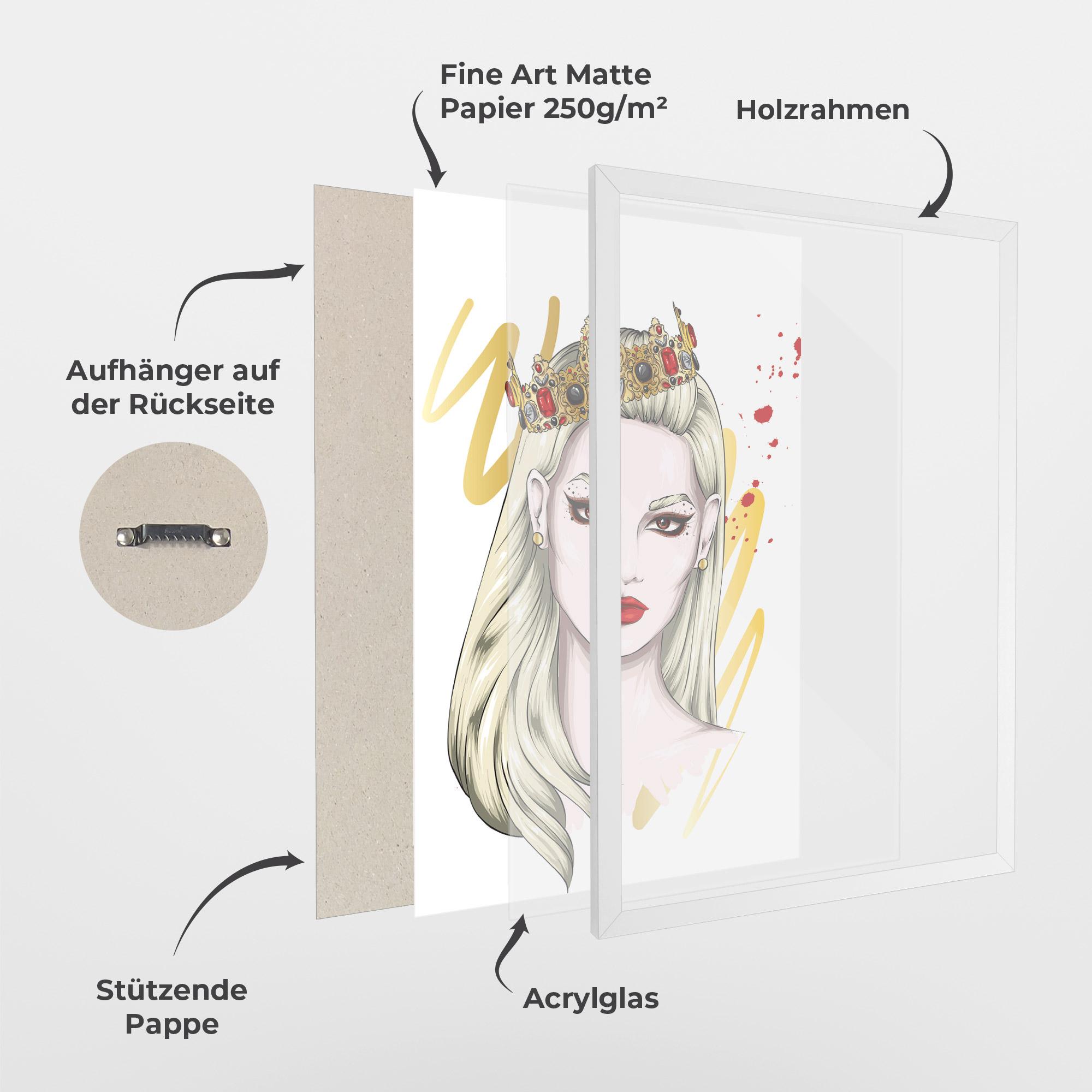 Gerahmte Poster Gold Crown Woman mockup 1