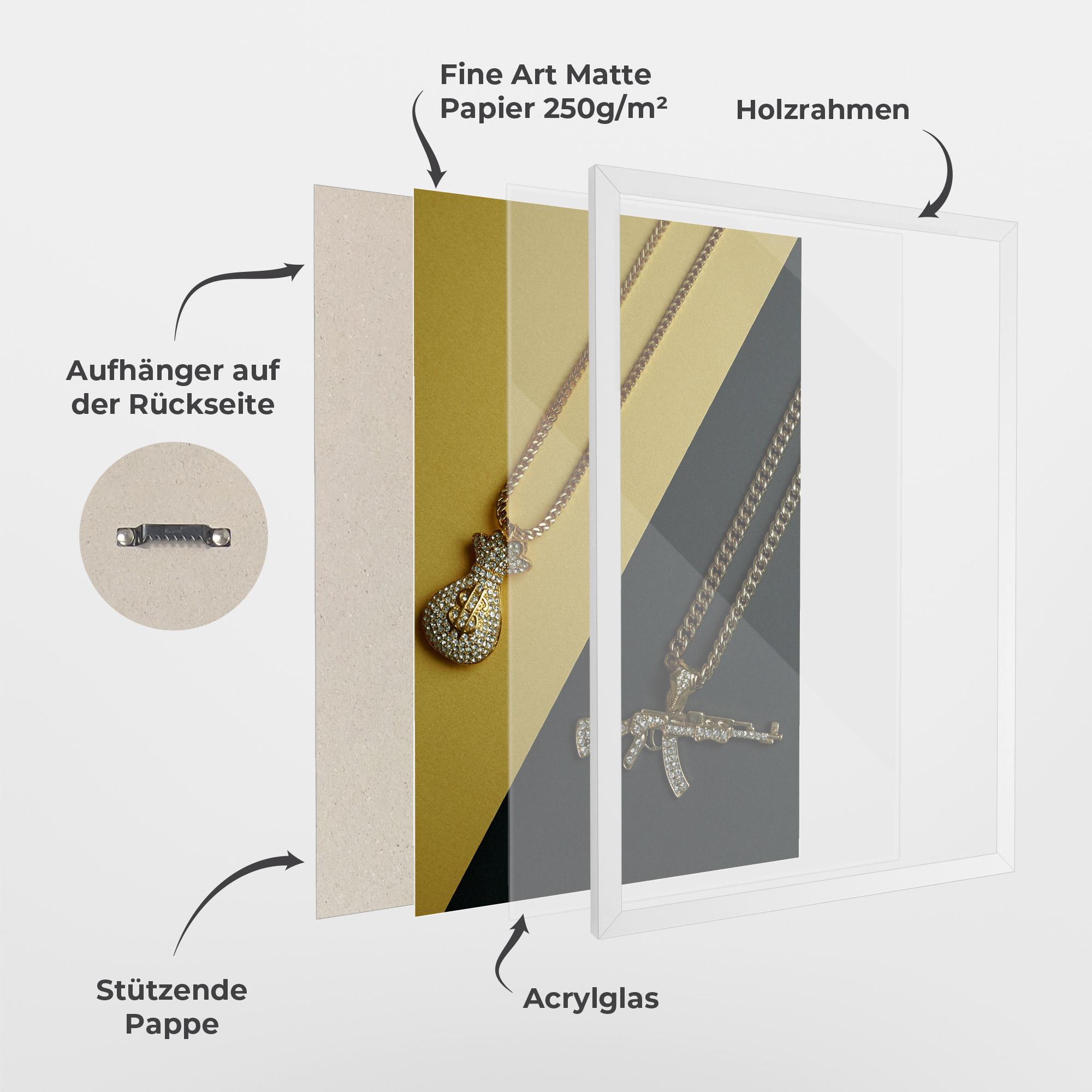 Gerahmte Poster Gun Neckace mockup 1