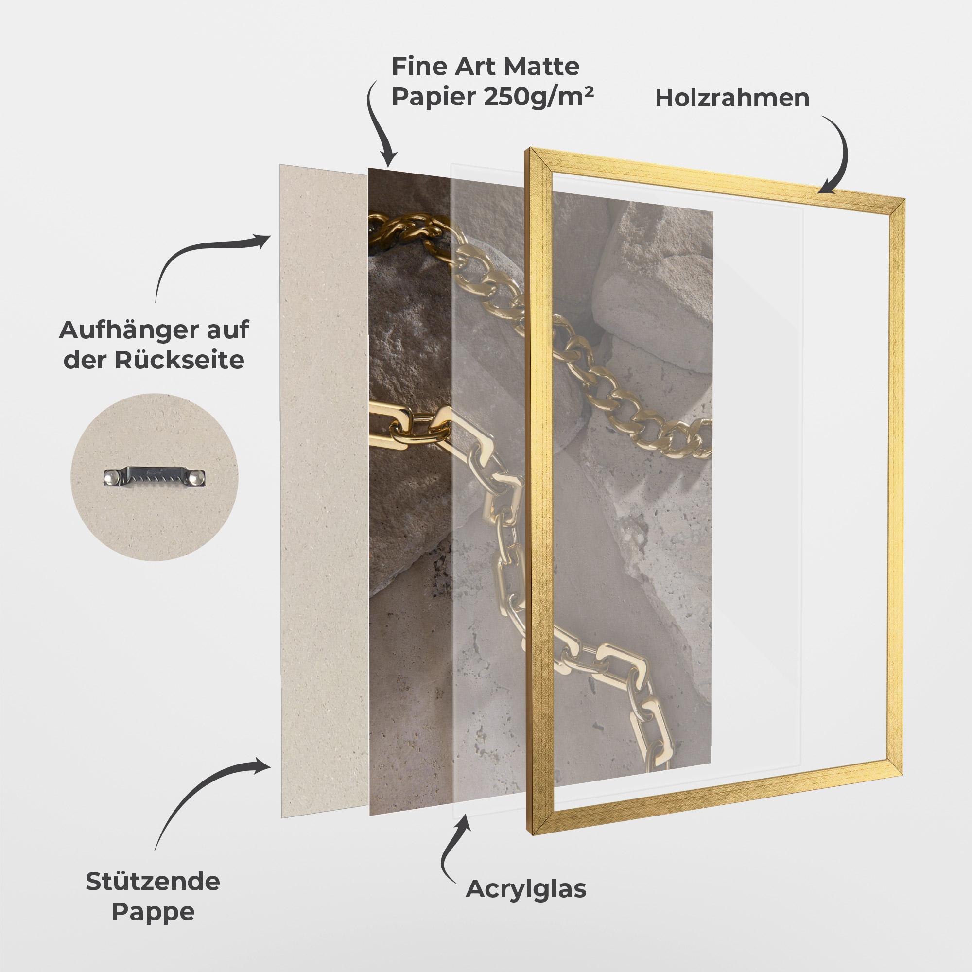 Gerahmte Poster Abstract Gold Chain mockup 1