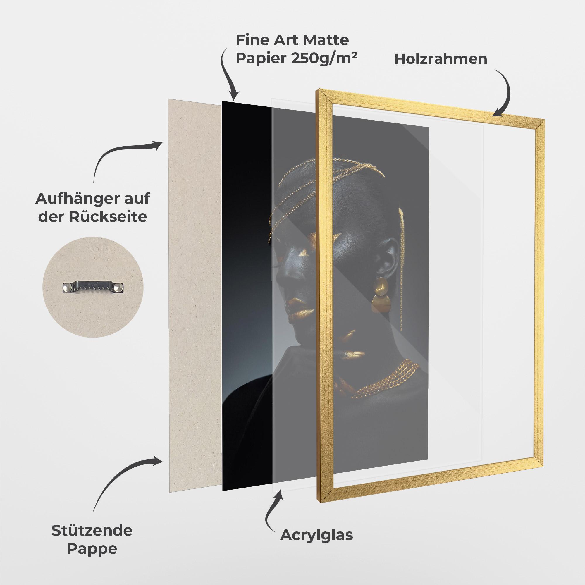 Gerahmte Poster Beauty Gold Accessory mockup 1