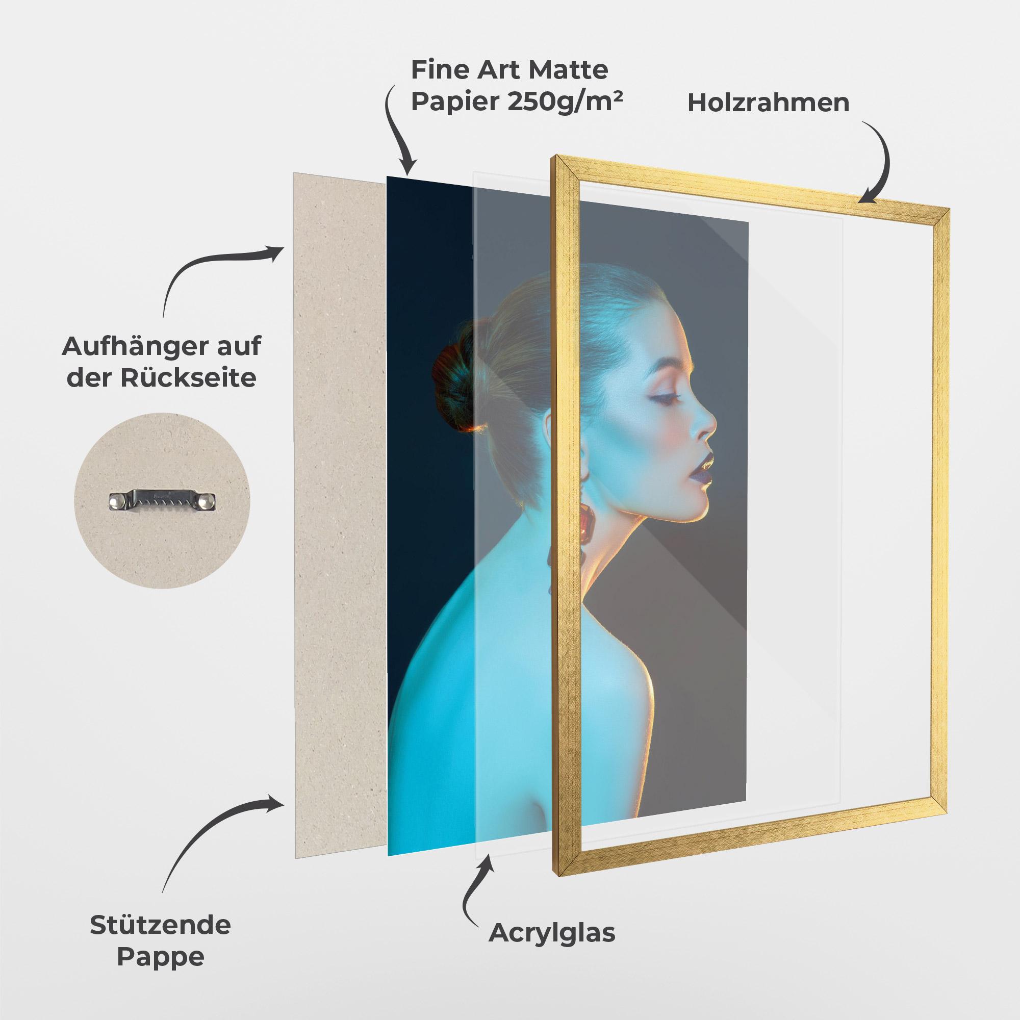 Gerahmte Poster Blue Light Earring mockup 1