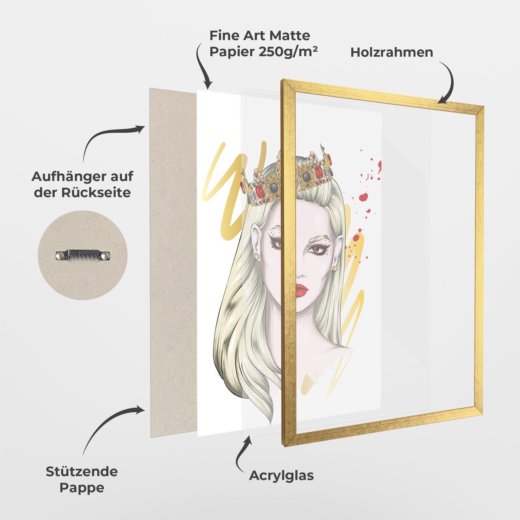 Gerahmte Poster Gold Crown Woman mockup 1