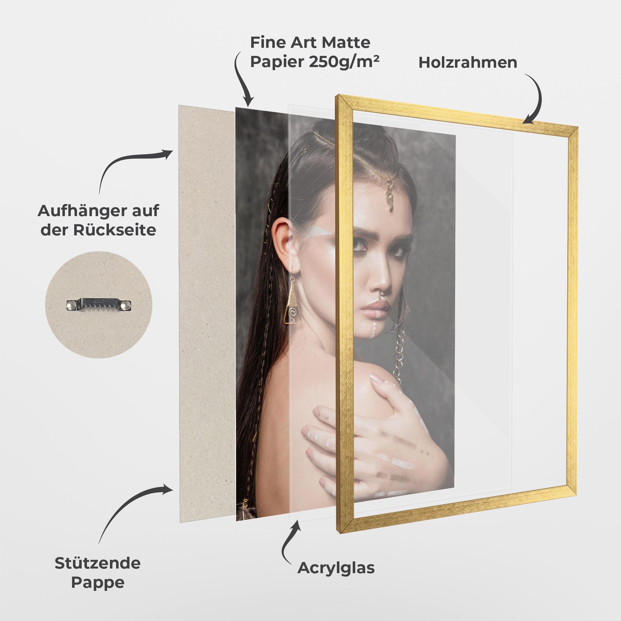 Gerahmte Poster Gold Triangle Earring mockup 1