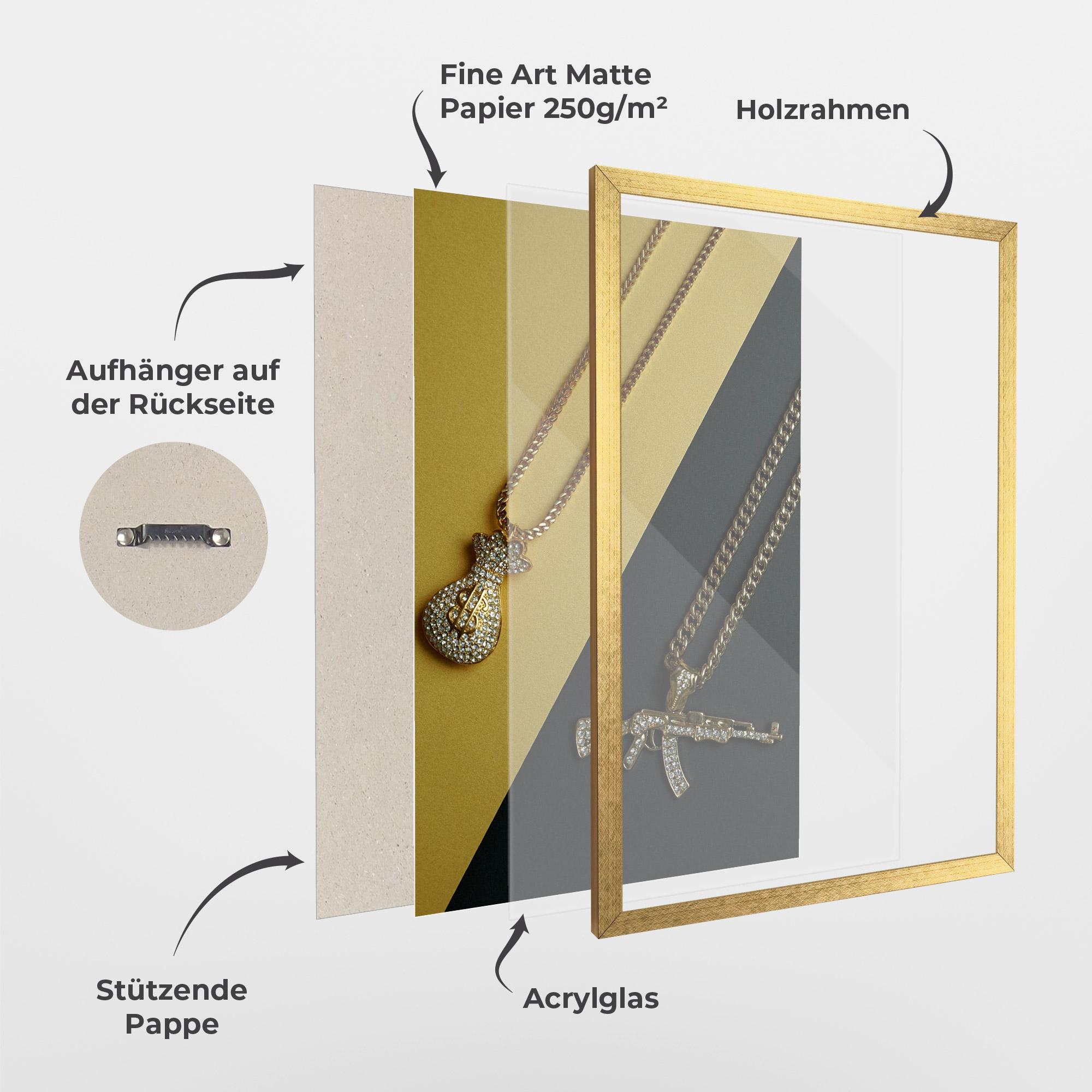 Gerahmte Poster Gun Neckace mockup 1