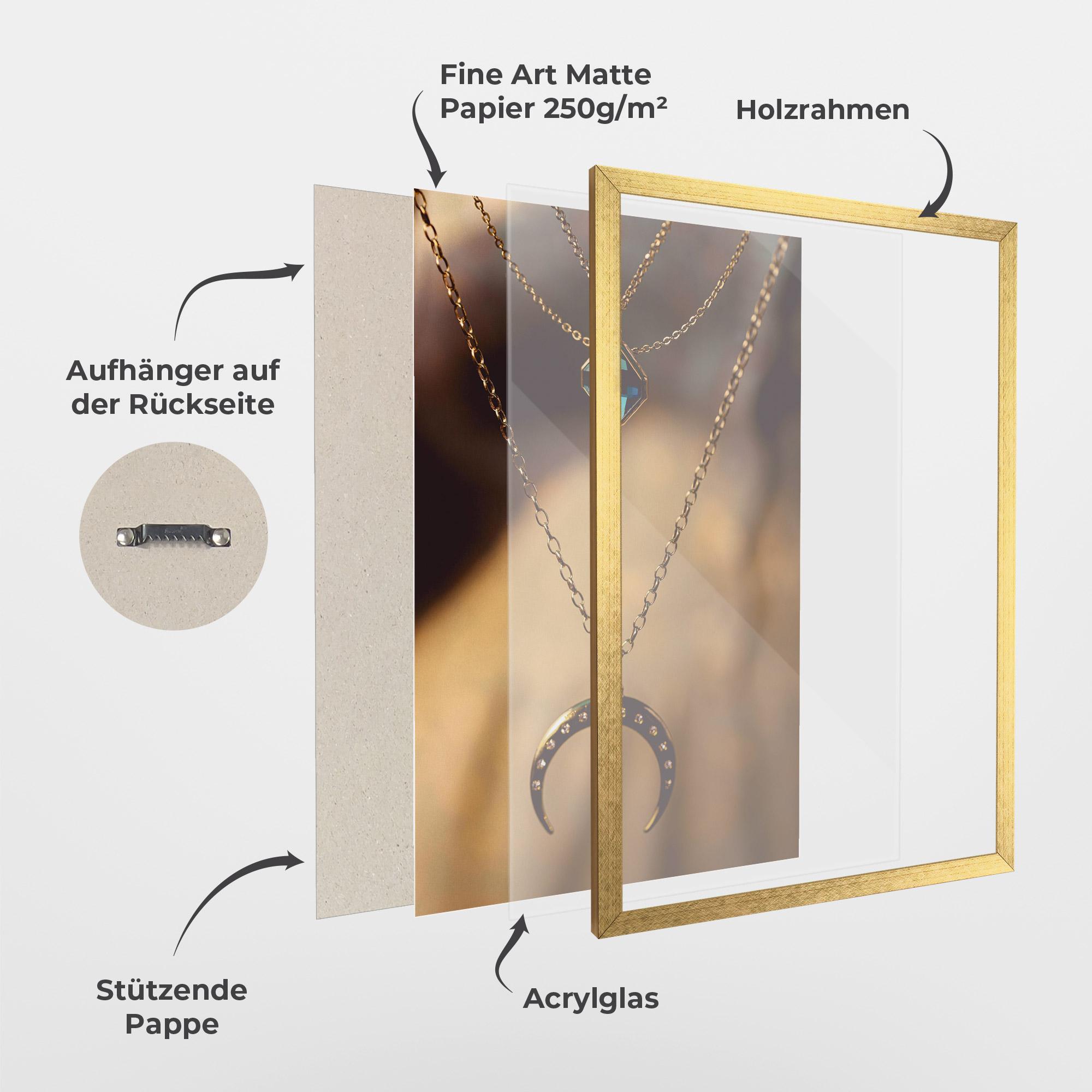 Gerahmte Poster Moon Blue Necklace mockup 1