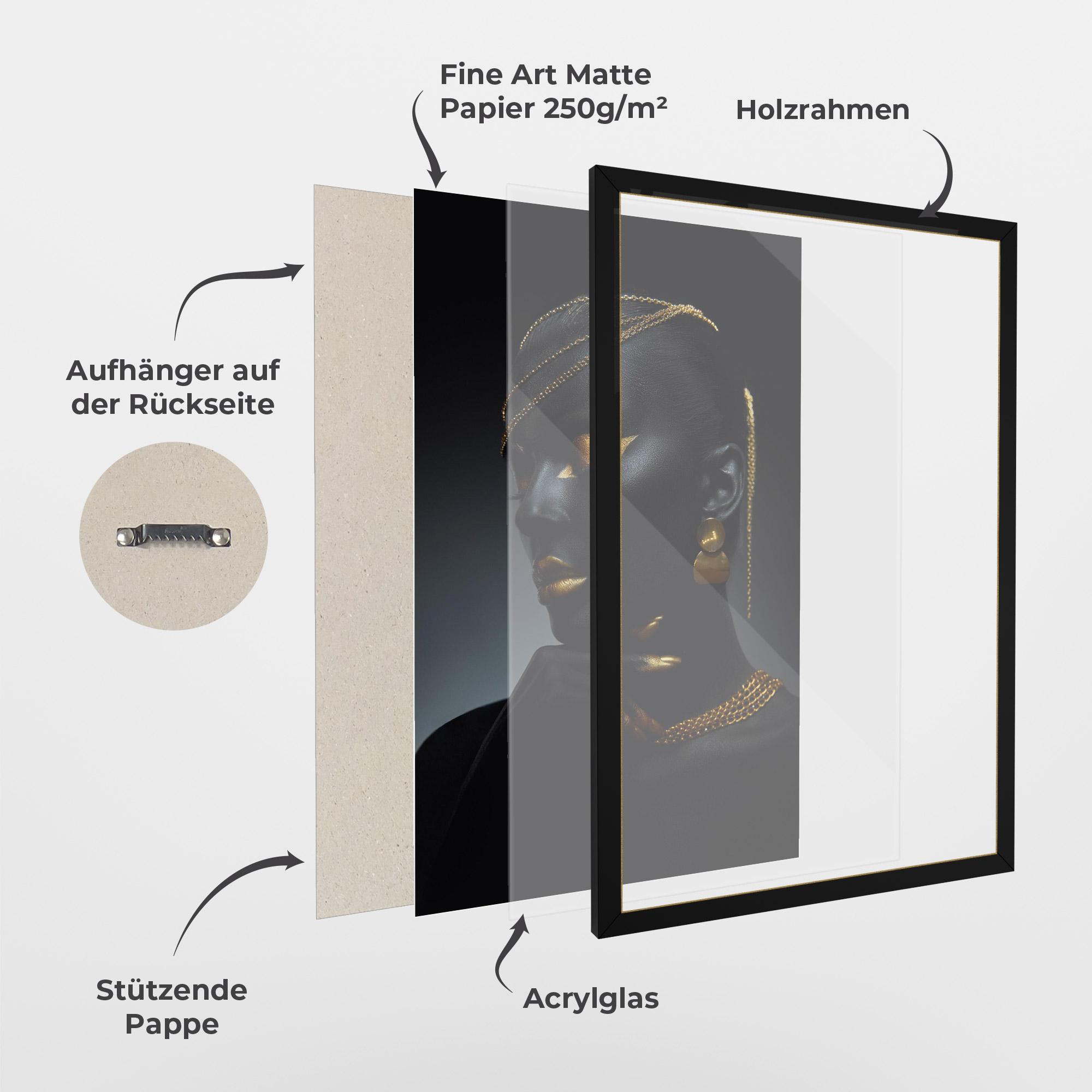 Gerahmte Poster Beauty Gold Accessory mockup 1