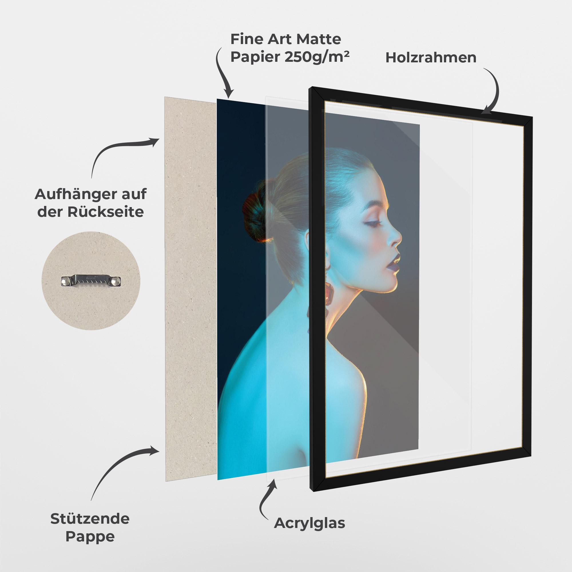 Gerahmte Poster Blue Light Earring mockup 1