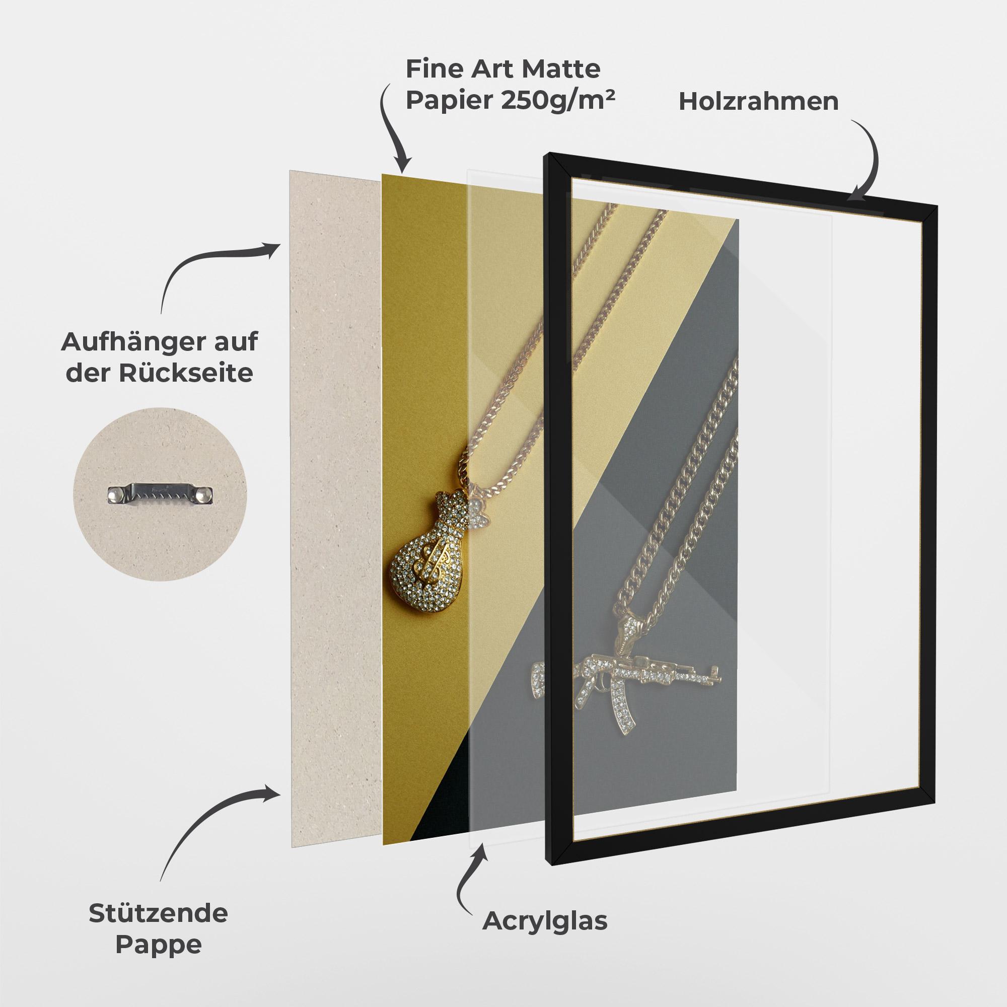 Gerahmte Poster Gun Neckace mockup 1