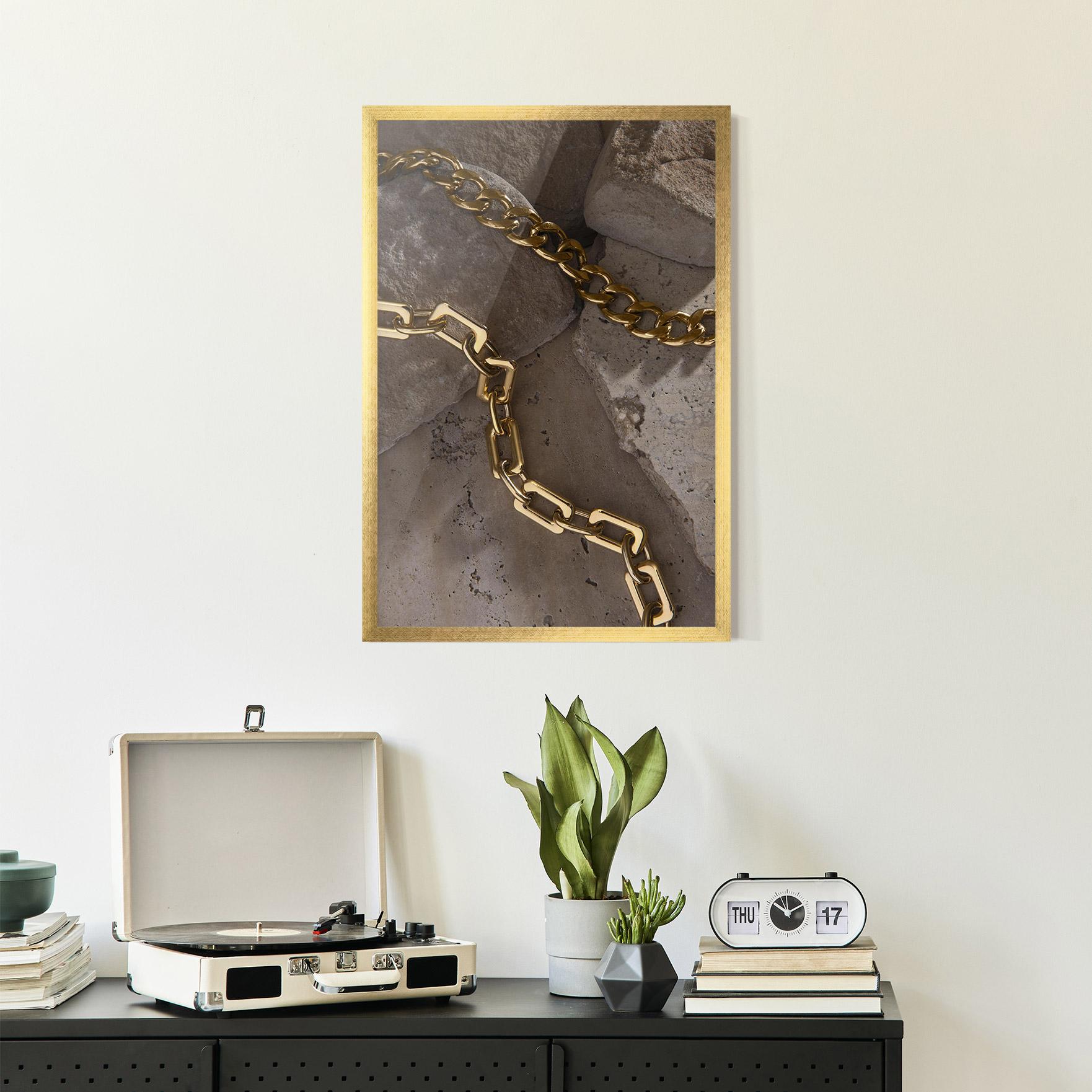Gerahmte Poster Abstract Gold Chain mockup 2