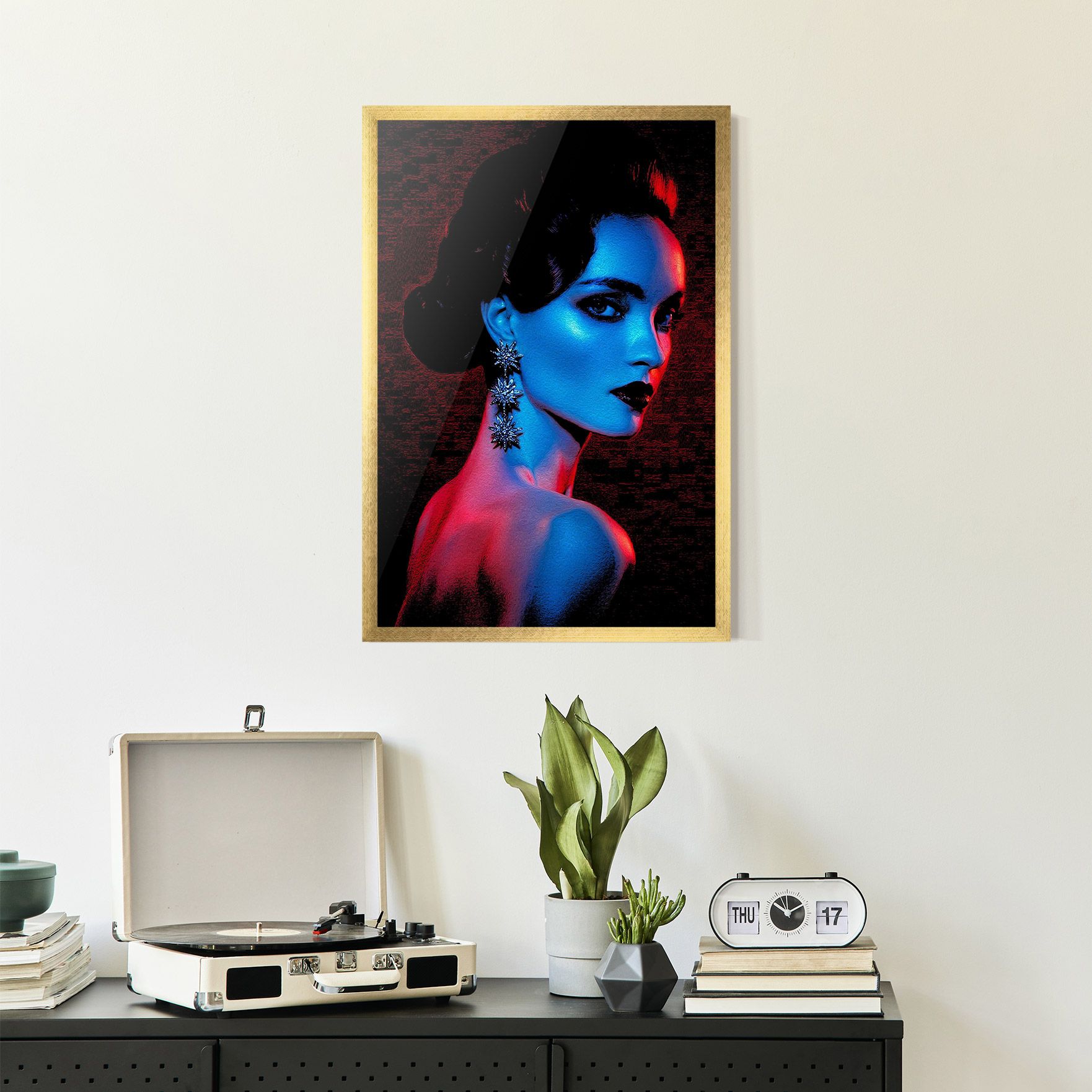 Red Blue Earrings mockup 2