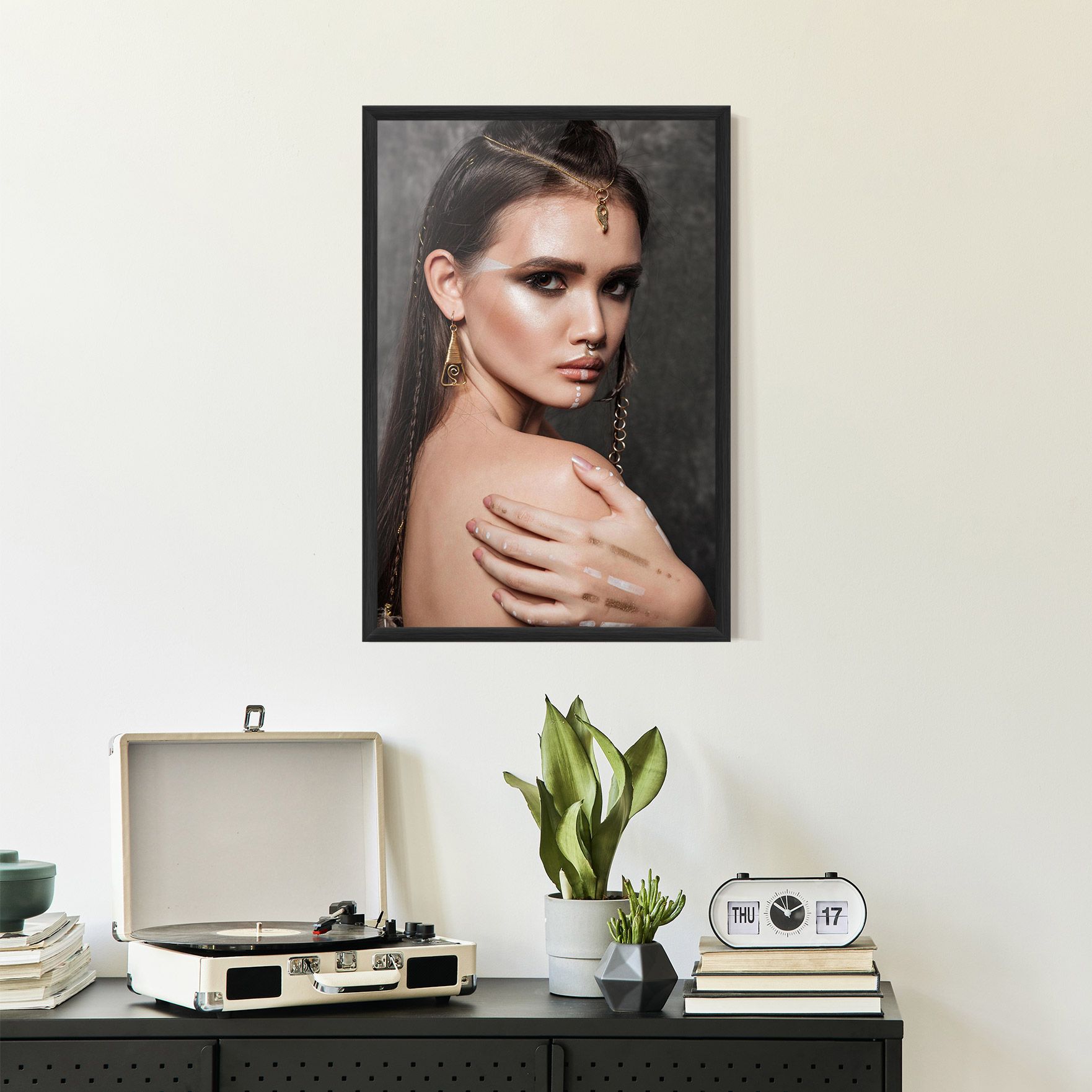 Gold Triangle Earring mockup 2